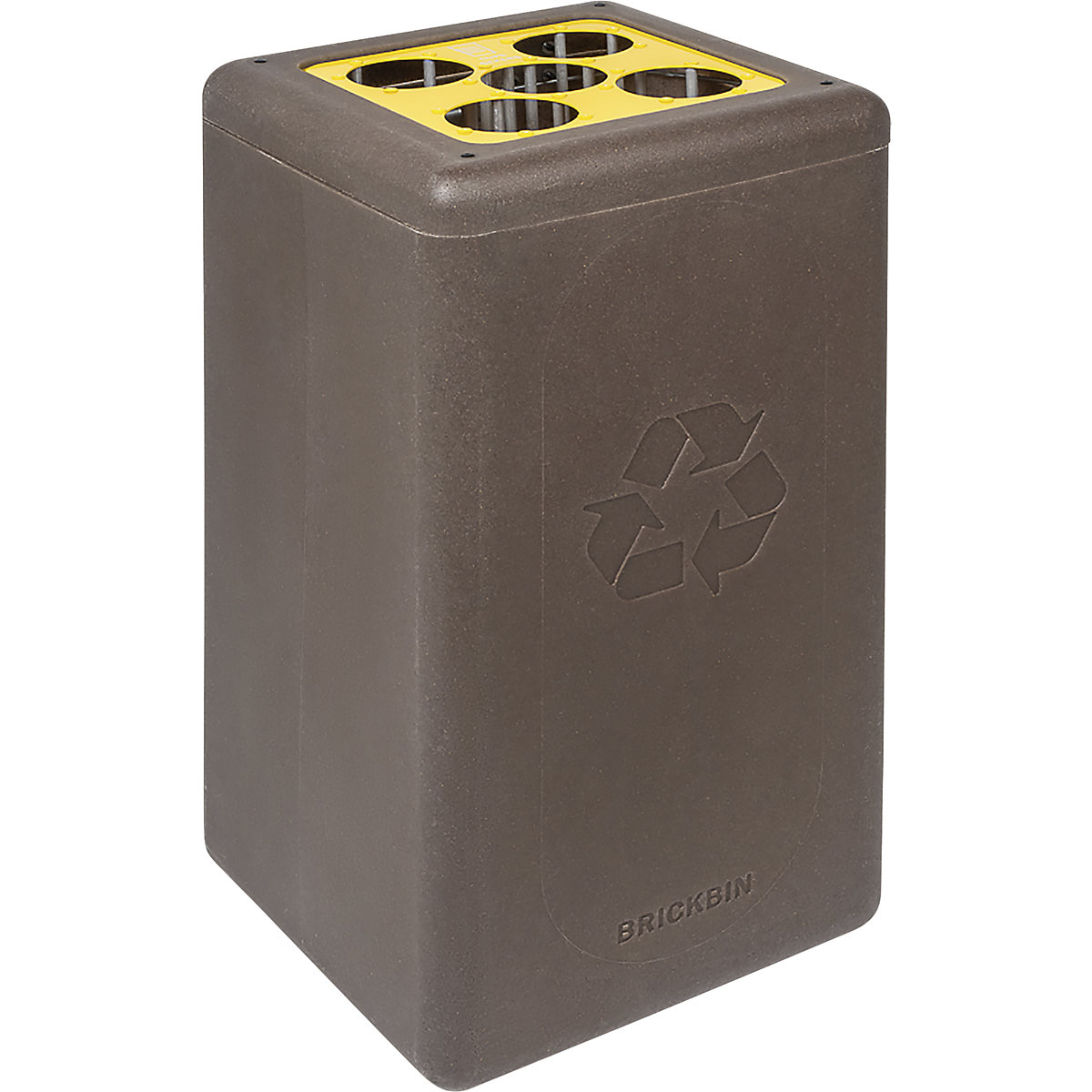 BrickBin è un bidone per la raccolta differenziata realizzato con fondi di caffè, capacità 65 l, marrone, bicchieri, giallo-0