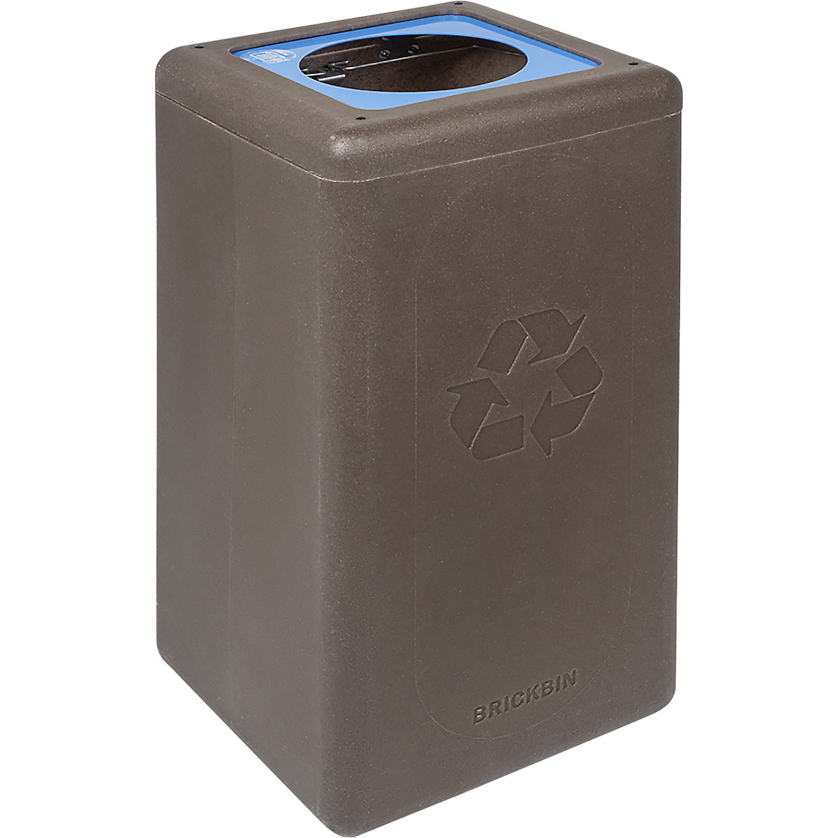 BrickBin è un bidone per la raccolta differenziata realizzato con fondi di caffè, capacità 65 l, marrone, copertura blu-0