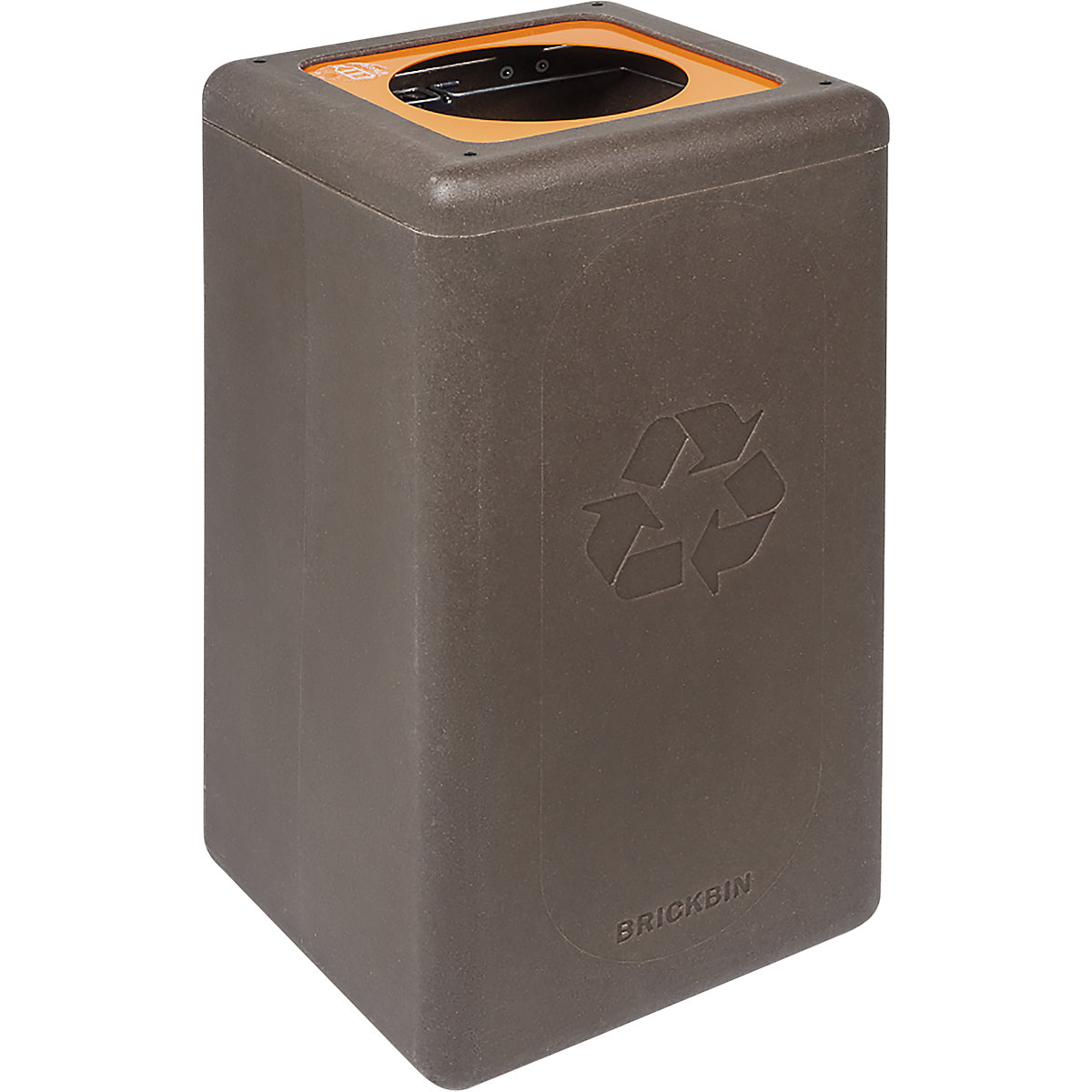 BrickBin è un bidone per la raccolta differenziata realizzato con fondi di caffè, capacità 65 l, marrone, copertura arancione-0