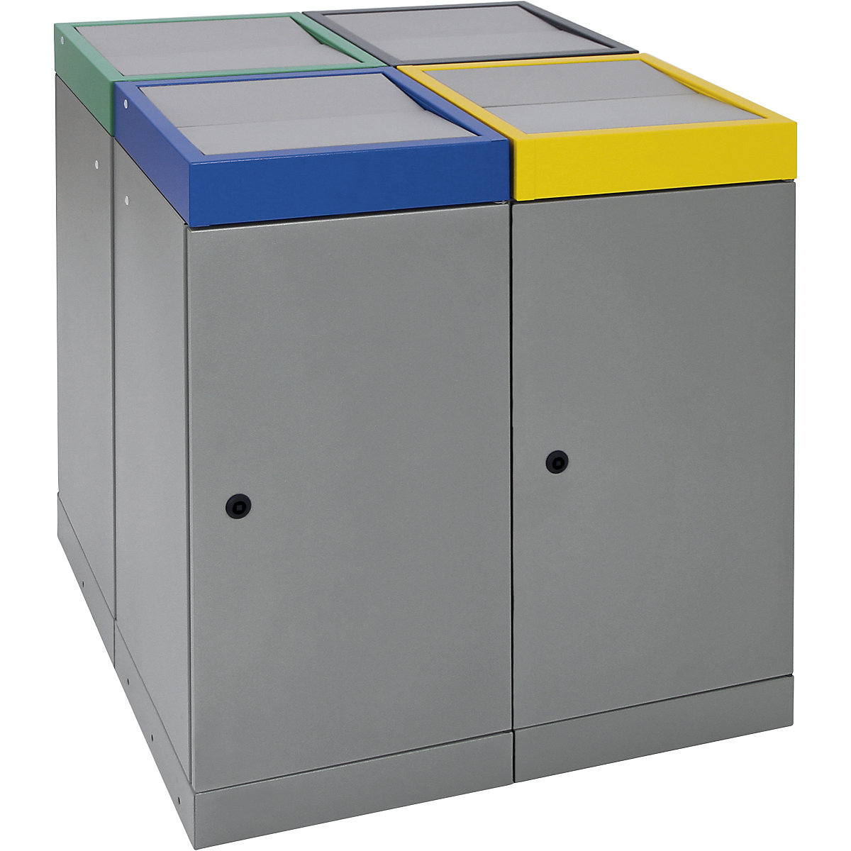 Contenitore modulare con anta per la raccolta differenziata, capacità 70 l, grigio scuro, raccoglitore a 4 scomparti-0
