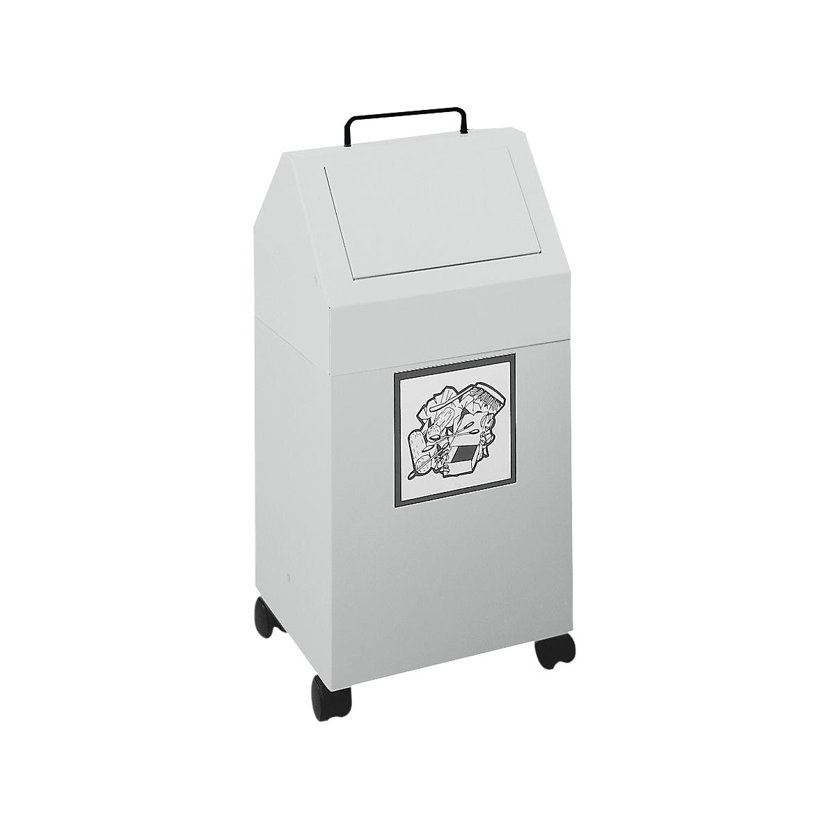 Contenitore per la raccolta differenziata con sportellino, capacità 45 l, largh. x alt. x prof. 320 x 710 x 310 mm, con rotelle, grigio RAL 7035-0