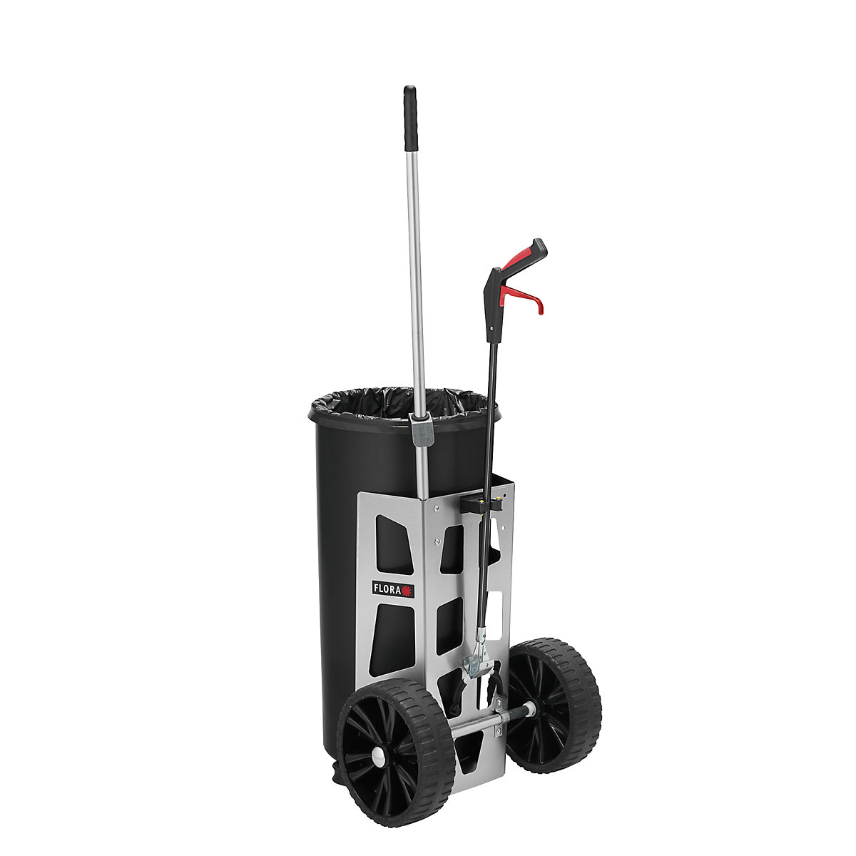 Carrello per la raccolta dei rifiuti EASY UNO – FLORA, con 1 contenitore, pinza raccoglirifiuti inclusa-0