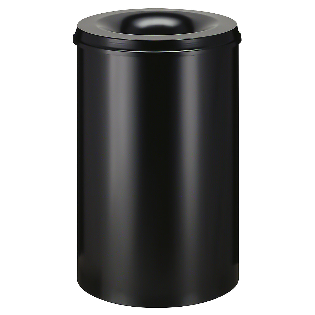 Cestino di sicurezza per carta, acciaio, autoestinguente, capacità 110 l, alt. x Ø 720 x 470 mm, corpo nero / coperchio estinguente nero-0