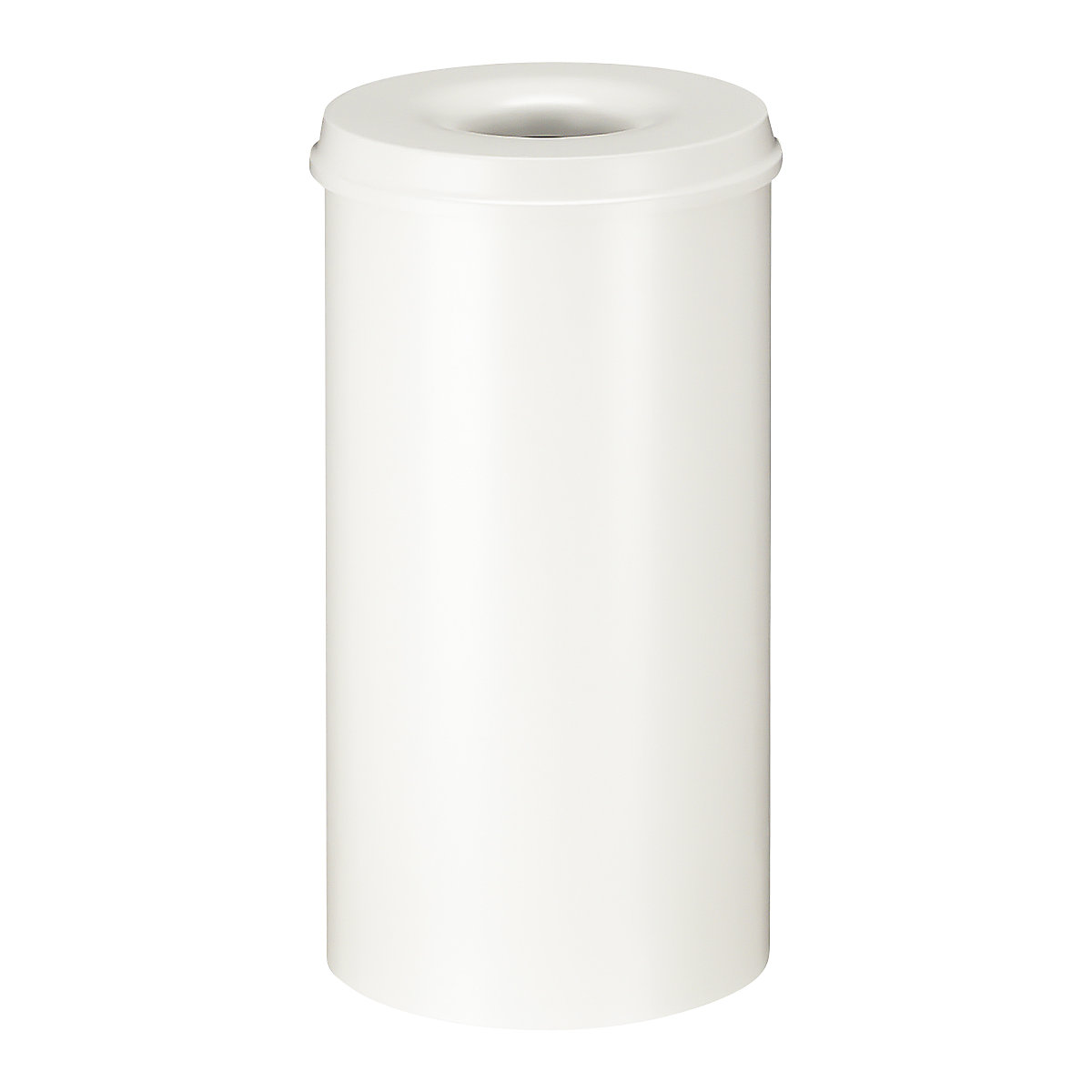 Cestino di sicurezza per carta, acciaio, autoestinguente, capacità 50 l, alt. x Ø 625 x 335 mm, corpo bianco / coperchio estinguente bianco-0