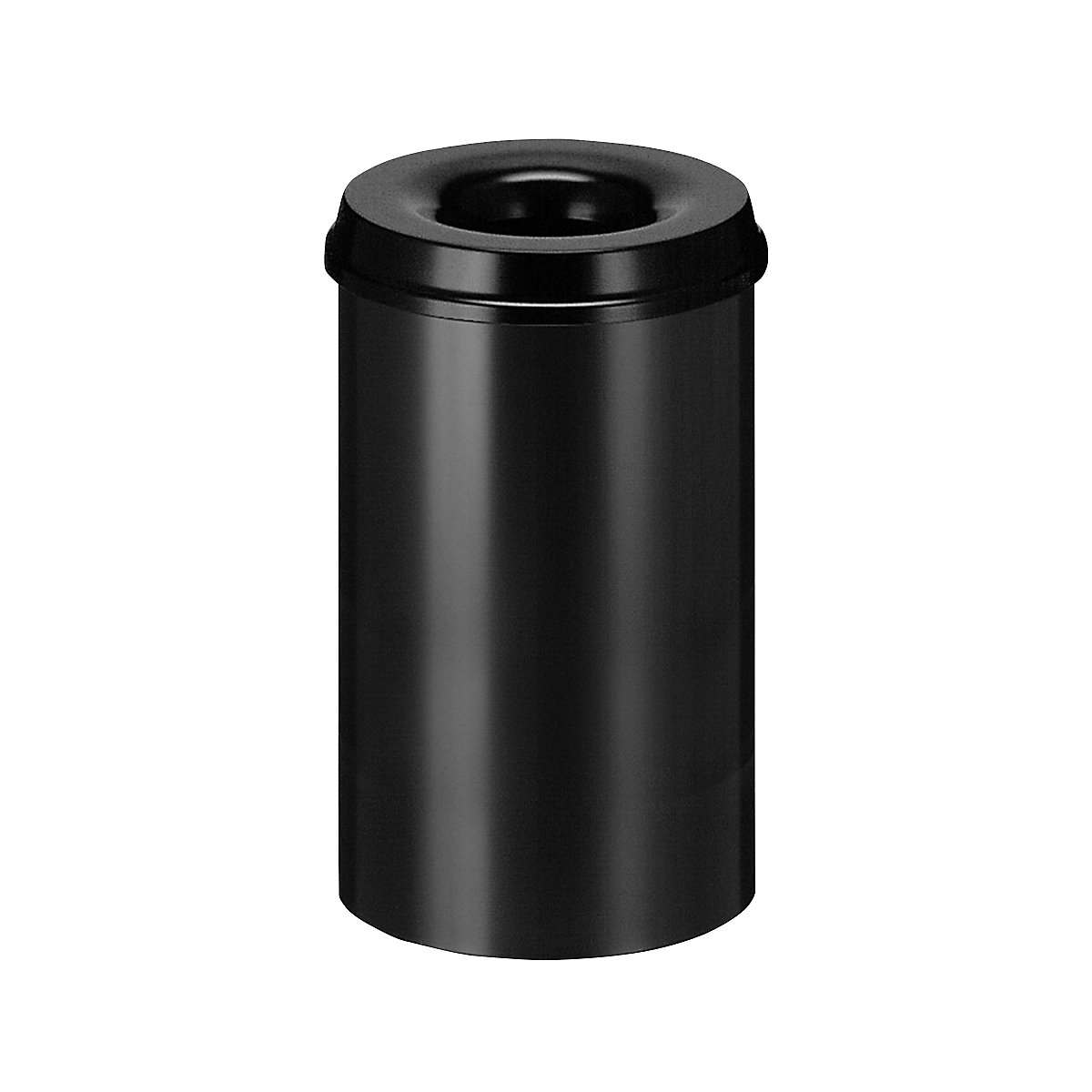 Cestino di sicurezza per carta, acciaio, autoestinguente, capacità 20 l, alt. x Ø 426 x 260 mm, corpo nero / coperchio estinguente nero-0