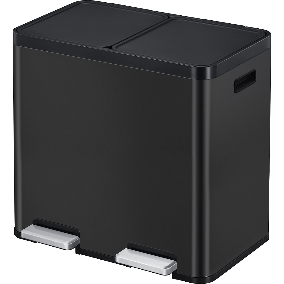Cestino a pedale Recycler, acciaio – EKO, 44 l, 2 contenitori, nero-0