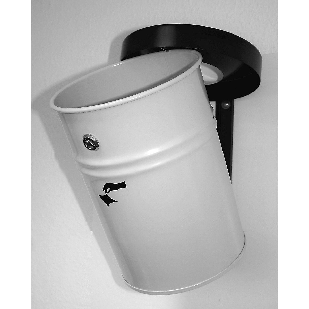 Contenitore per rifiuti a muro, con serratura, capacità 16 l, alt. x Ø 340 x 245 mm, grigio-0