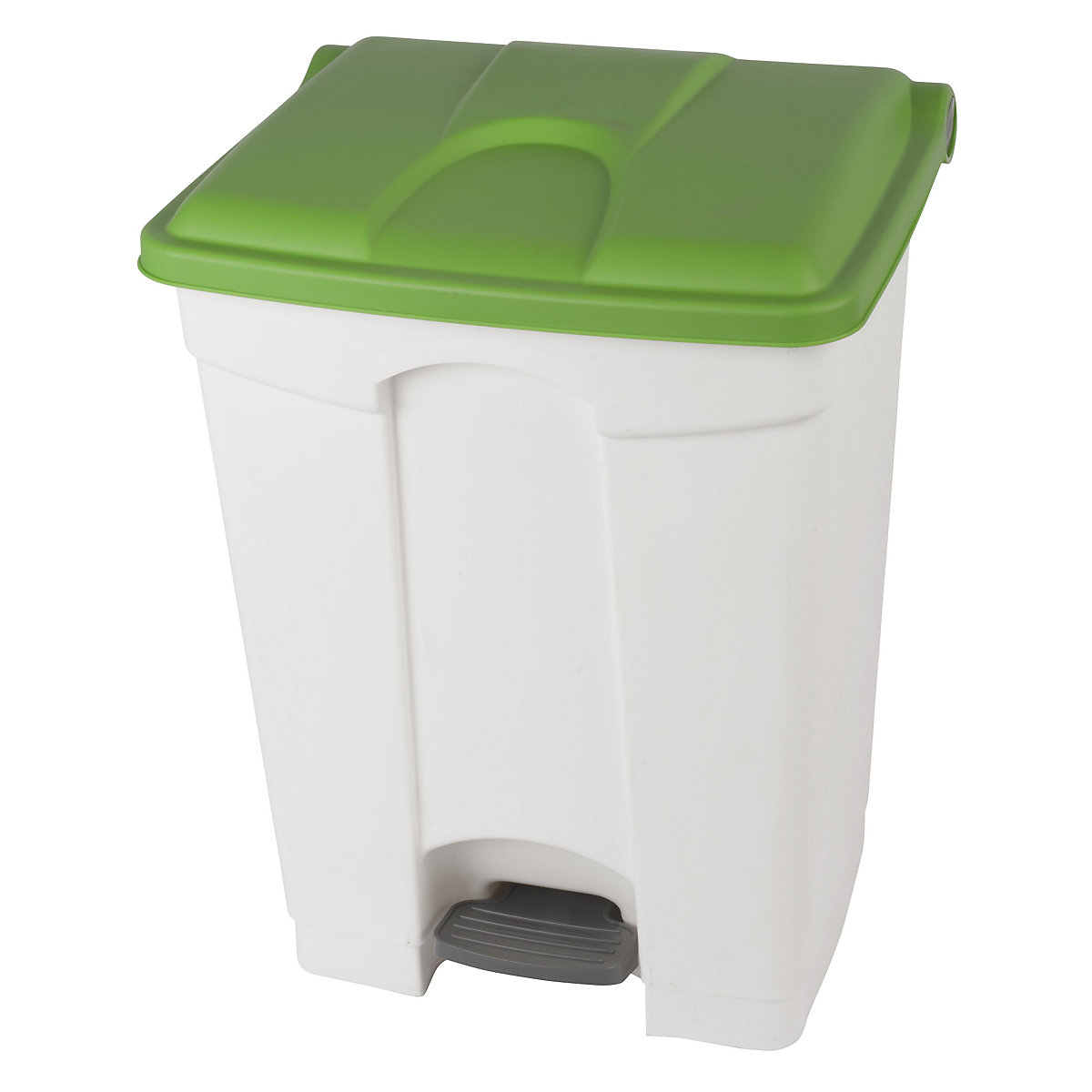 Pattumiera a pedale – Probbax, capacità 70 l, largh. x alt. x prof. 505 x 675 x 415 mm, bianco, coperchio verde-0