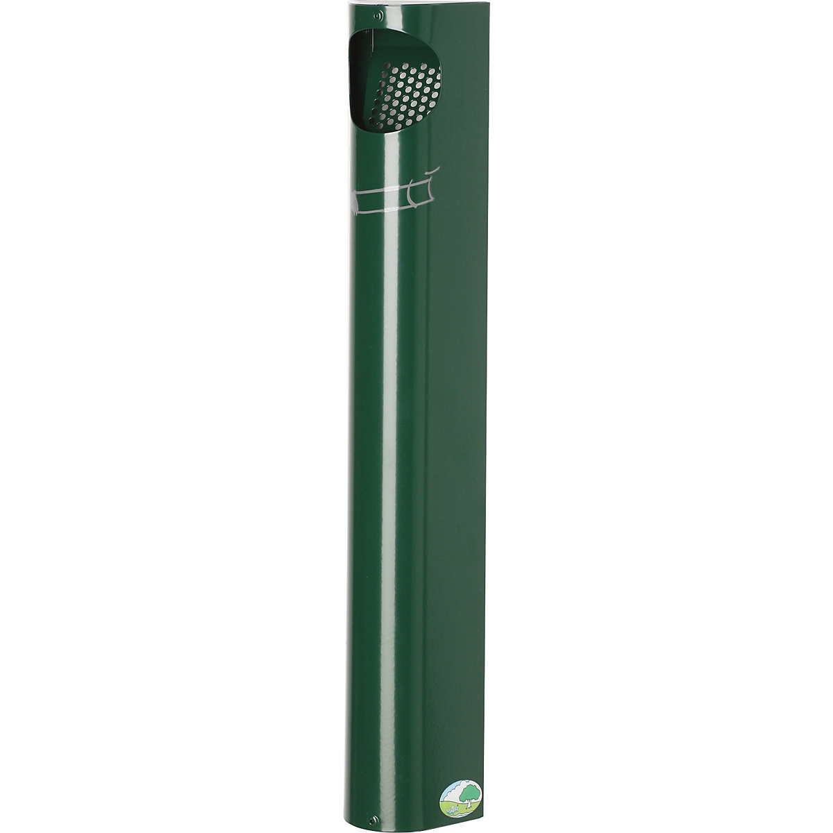 Posacenere da parete, acciaio – VAR, 3,5 l, alt. x largh. x prof. 550 x 110 x 74 mm, verde muschio-0
