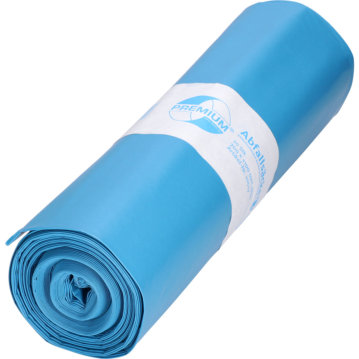 Sacchi per rifiuti pesanti LDPE, 120 l, largh. x alt. 700 x 1100 mm, spessore del materiale 80 µm, blu, conf. da 200 pz.-1