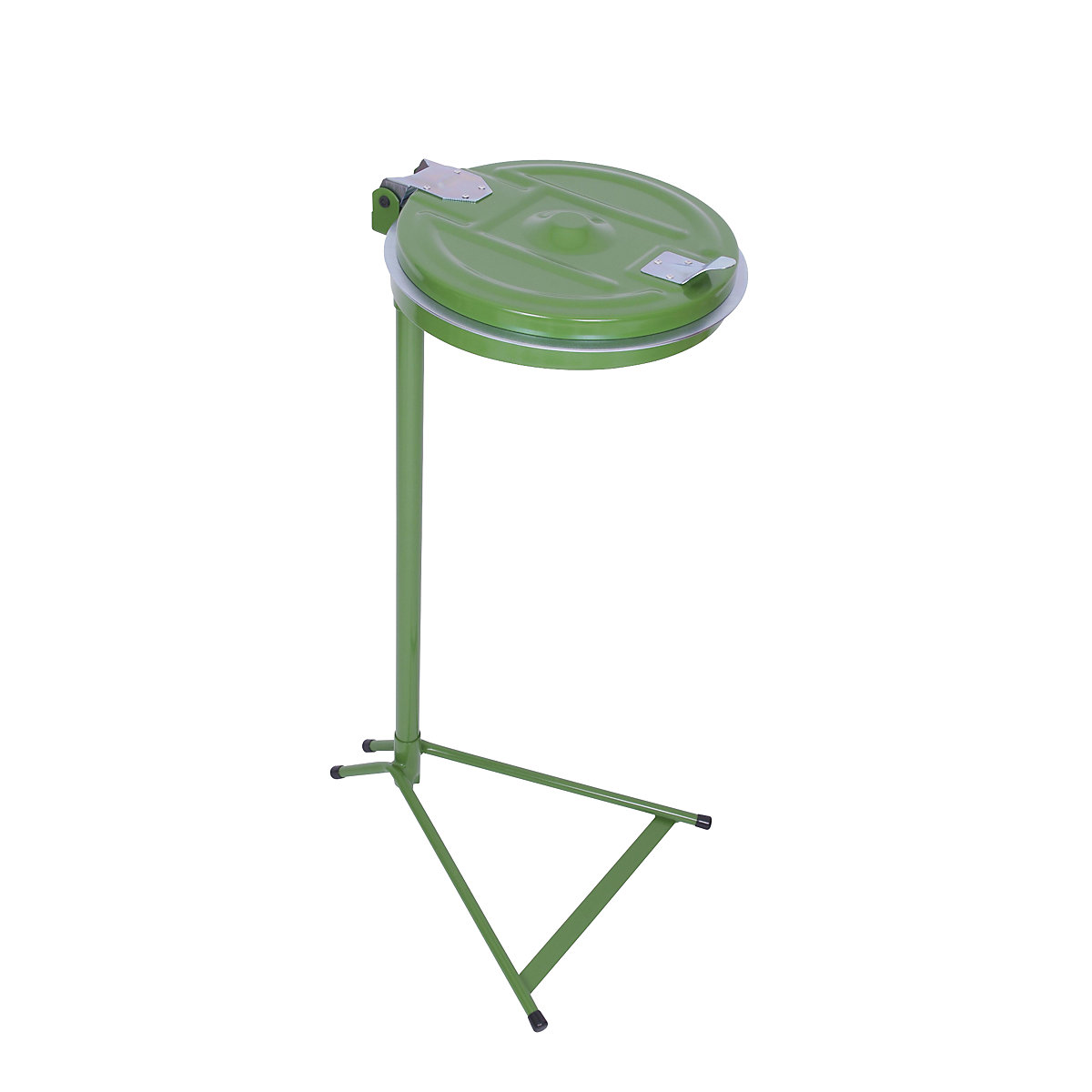 Supporto per sacchi rifiuti, telaio fisso, per capacità 120 l, verde, coperchio in acciaio-0