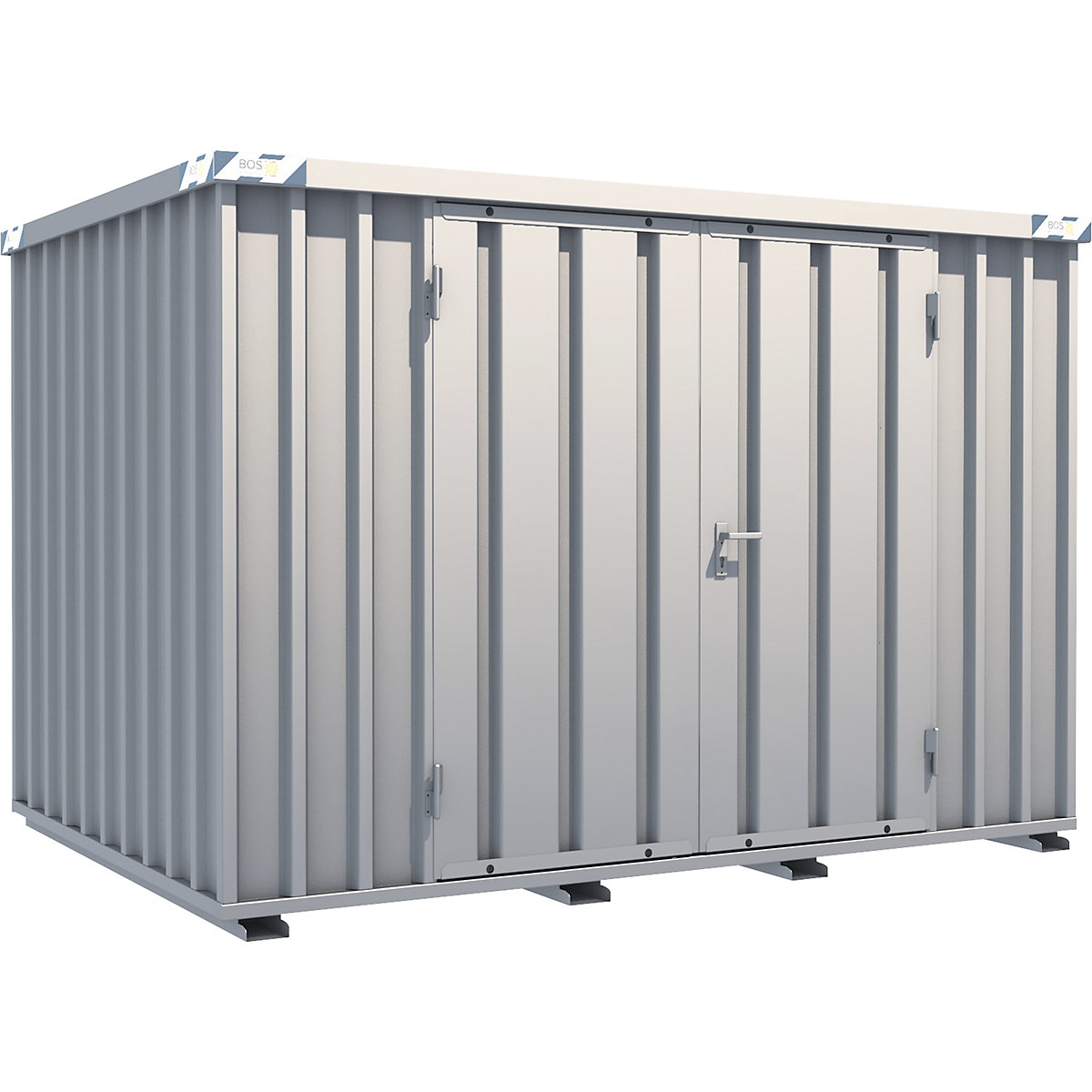 Container a montaggio rapido, zincatura, largh. x alt. x prof. esterno 2100 x 2100 x 3100 mm, 2 ante a battente sul lato lungo-0