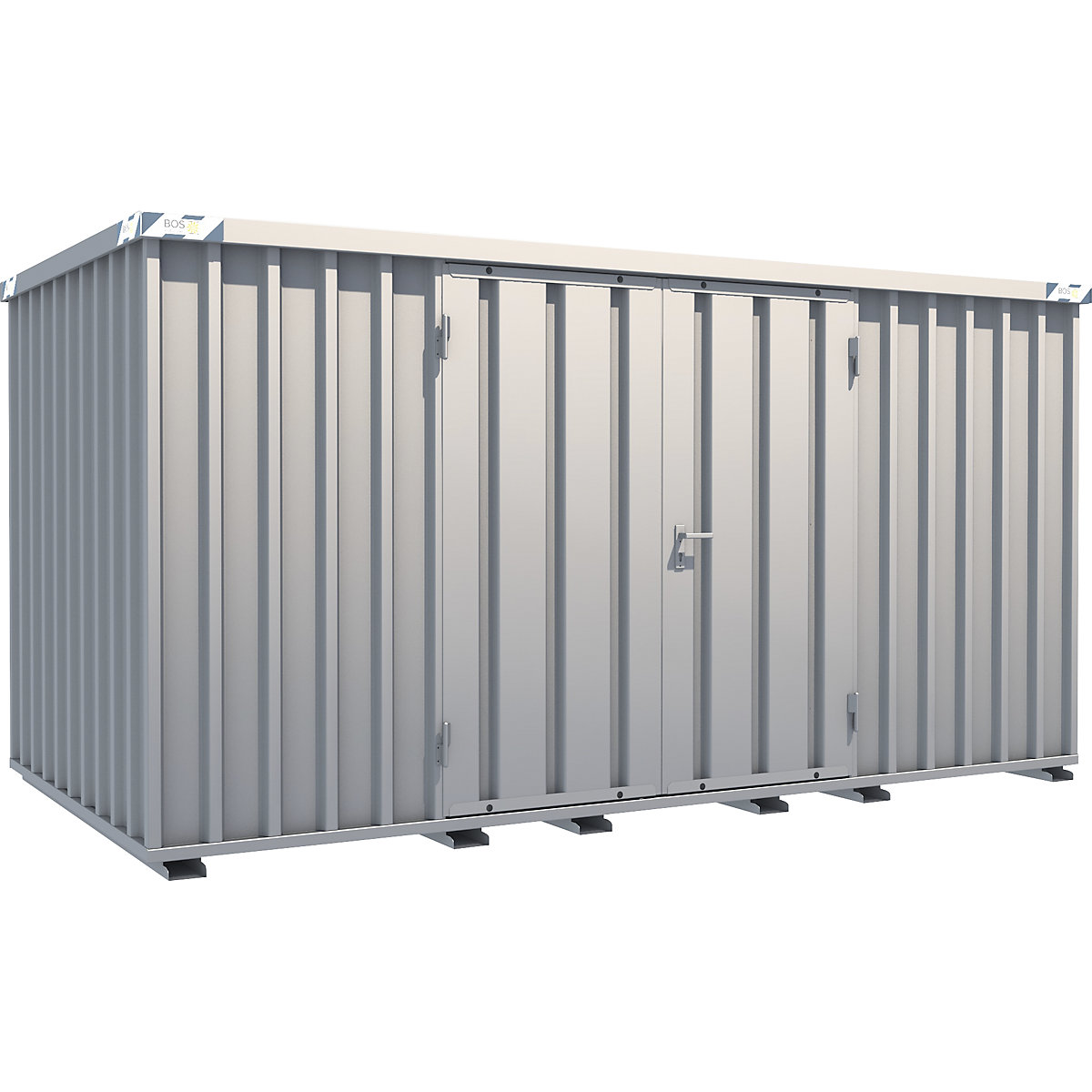Container a montaggio rapido, zincatura, largh. x alt. x prof. esterno 2100 x 2100 x 4100 mm, 2 ante a battente sul lato lungo-0