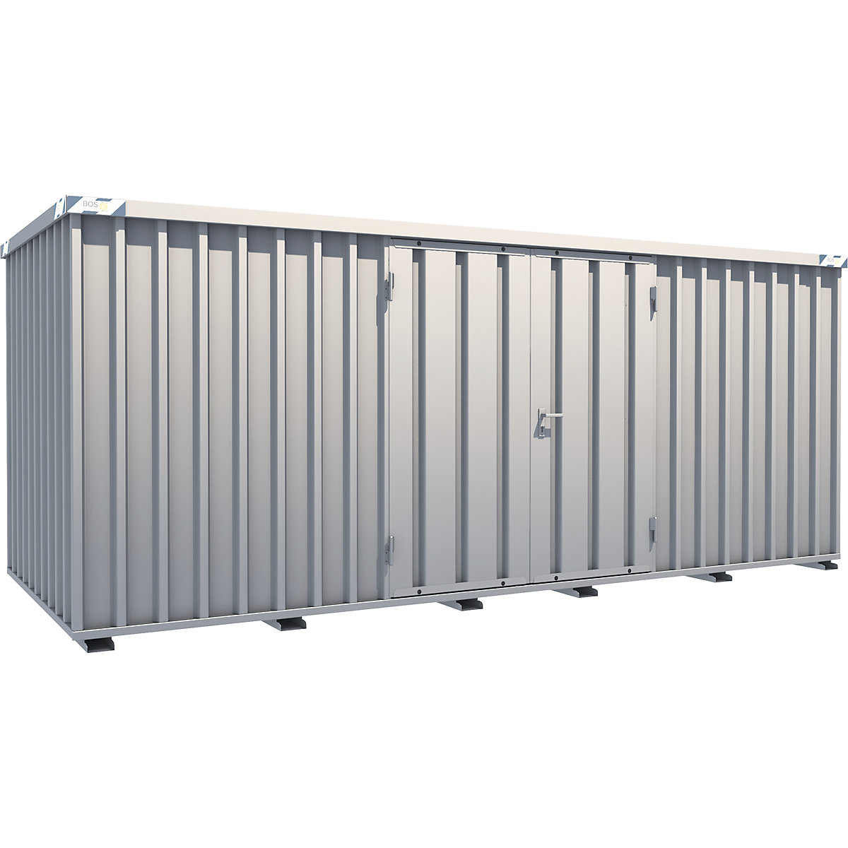 Container a montaggio rapido, zincatura, largh. x alt. x prof. esterno 2100 x 2100 x 5100 mm, 2 ante a battente sul lato lungo-0