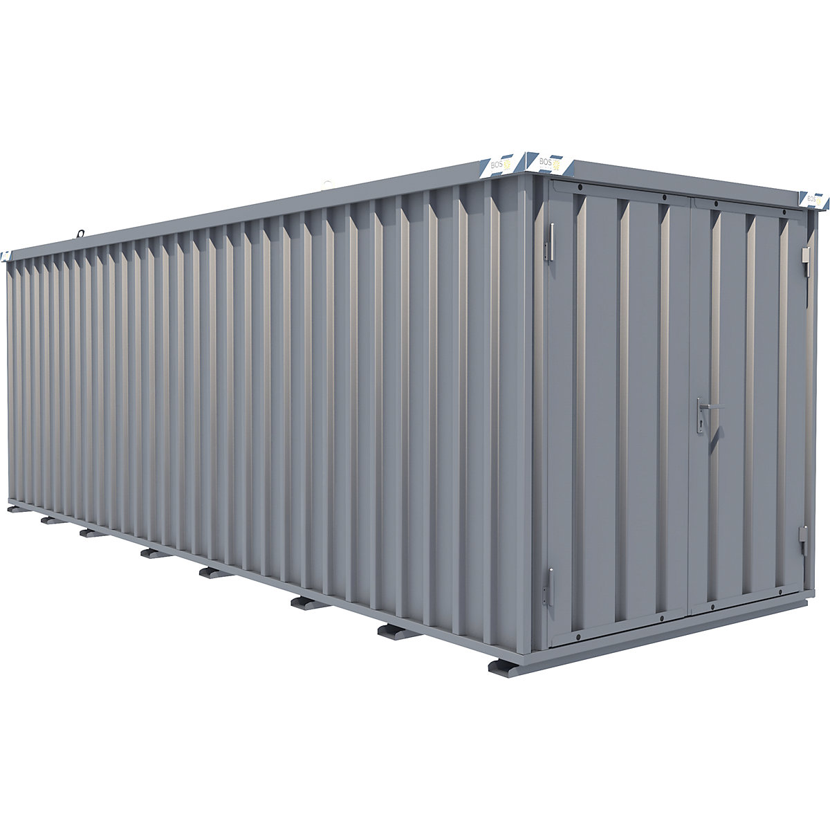 Container a montaggio rapido, zincatura, largh. x alt. x prof. esterno 2100 x 2100 x 6100 mm, 2 ante a battente-0