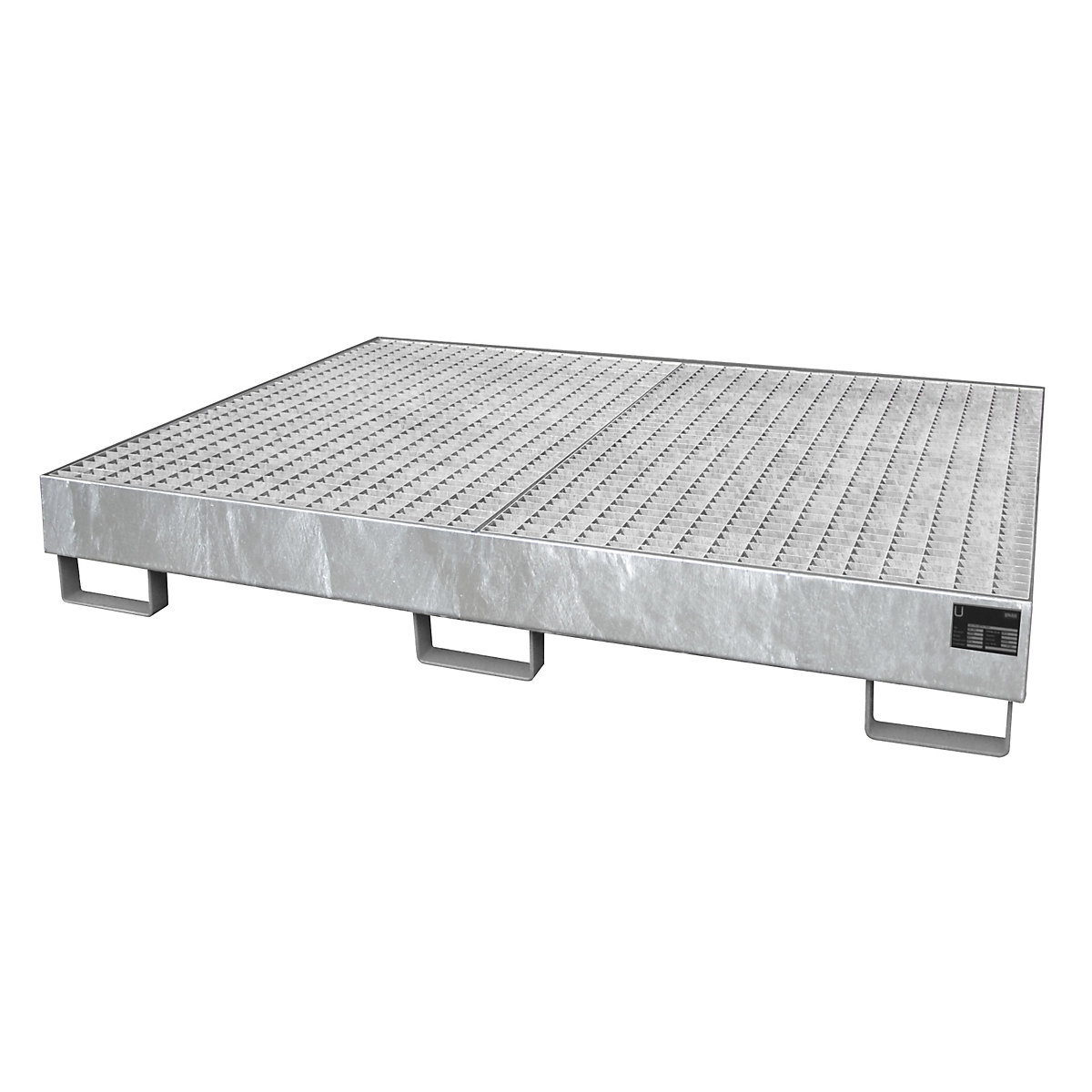 Regałowa wanna podłogowa – eurokraft pro, poj. wychwytowa 257 l, dł. x szer. x wys. 1750 x 1300 x 250 mm, z rusztem kratowym, ocynkowana ogniowo-0