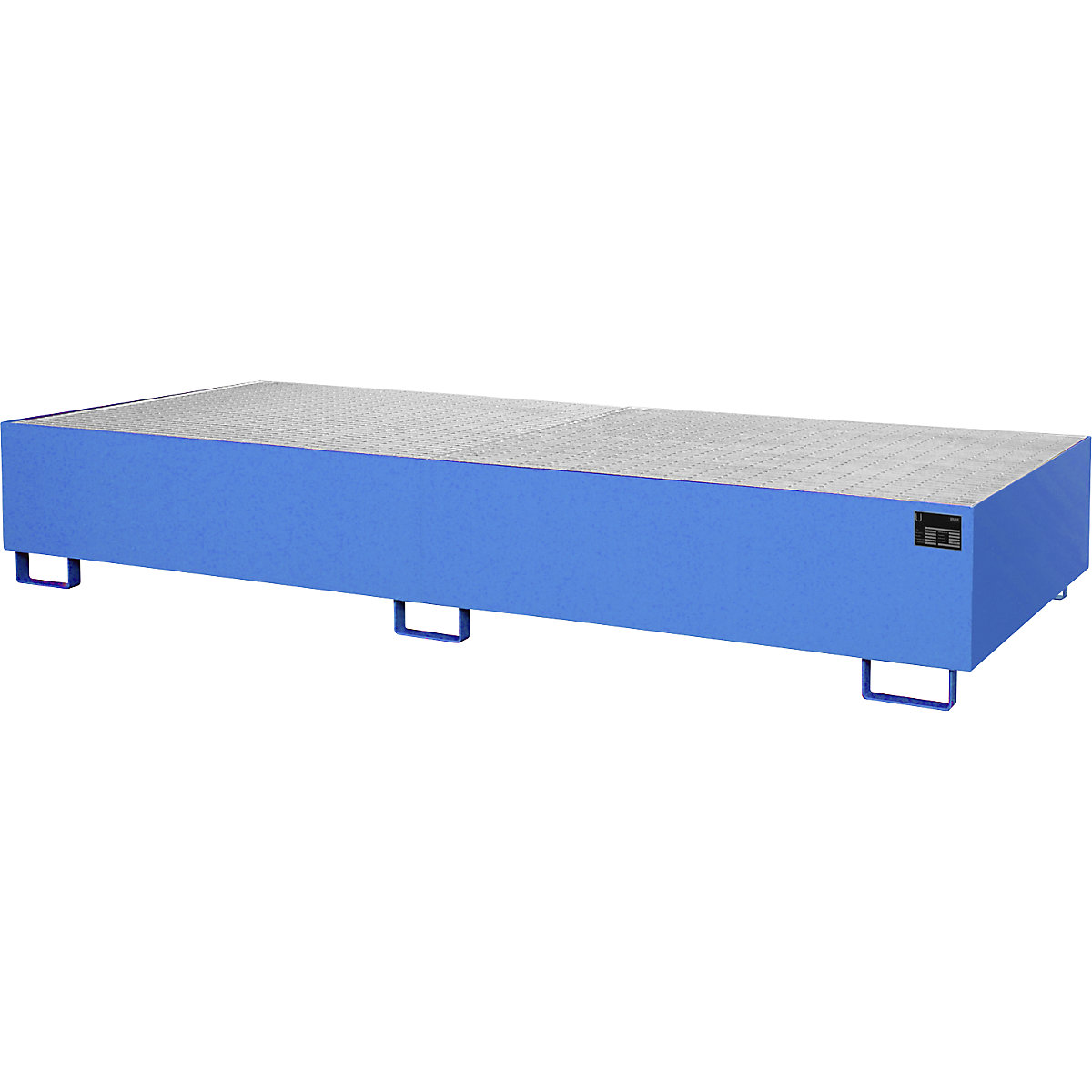 Regałowa wanna podłogowa – eurokraft pro, poj. wychwytowa 1000 l, dł. x szer. x wys. 3250 x 1300 x 380 mm, z rusztem kratowym, jasnoniebieska-0