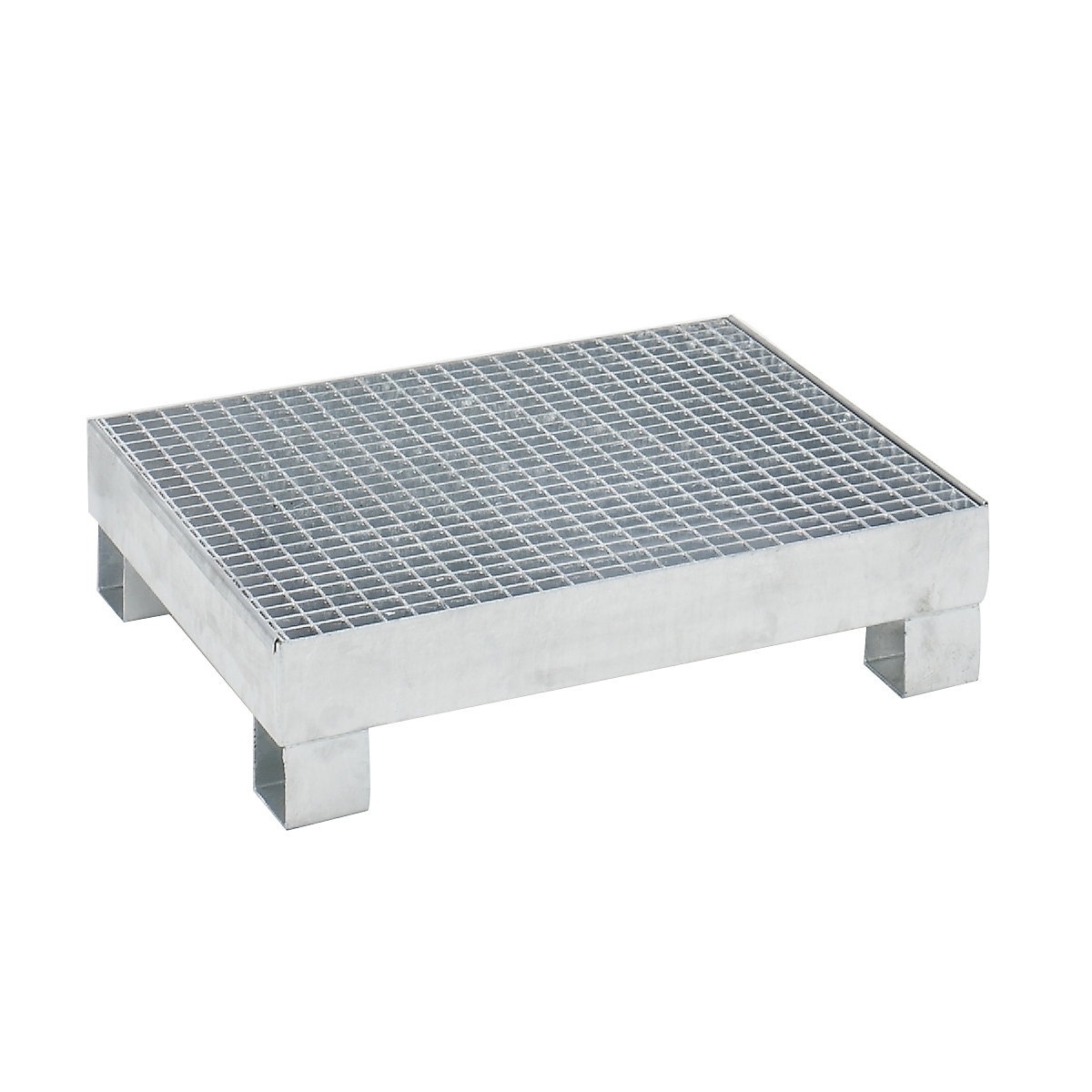 Wanna wychwytowa, 60 l – eurokraft basic, dł. x szer. x wys. 800 x 900 x 220 mm, z dopuszczeniem, ocynkowanie ogniowe, z rusztem kratowym-0