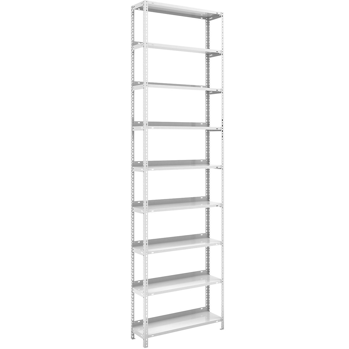 Skrutkovací regál na spisy, svetlošedá RAL 7035 – hofe, výška regálu 2900 mm, základný regál, šírka x hĺbka 750 x 300 mm-12