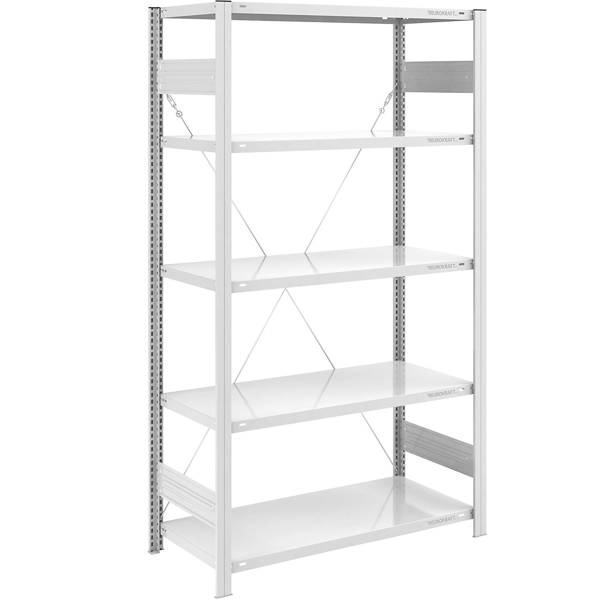 Sestavljiv regal, lahka zasnova – eurokraft pro, enostranska izvedba, VxŠxG 2000 x 1000 x 600 mm, sive barve, osnovni regal-177