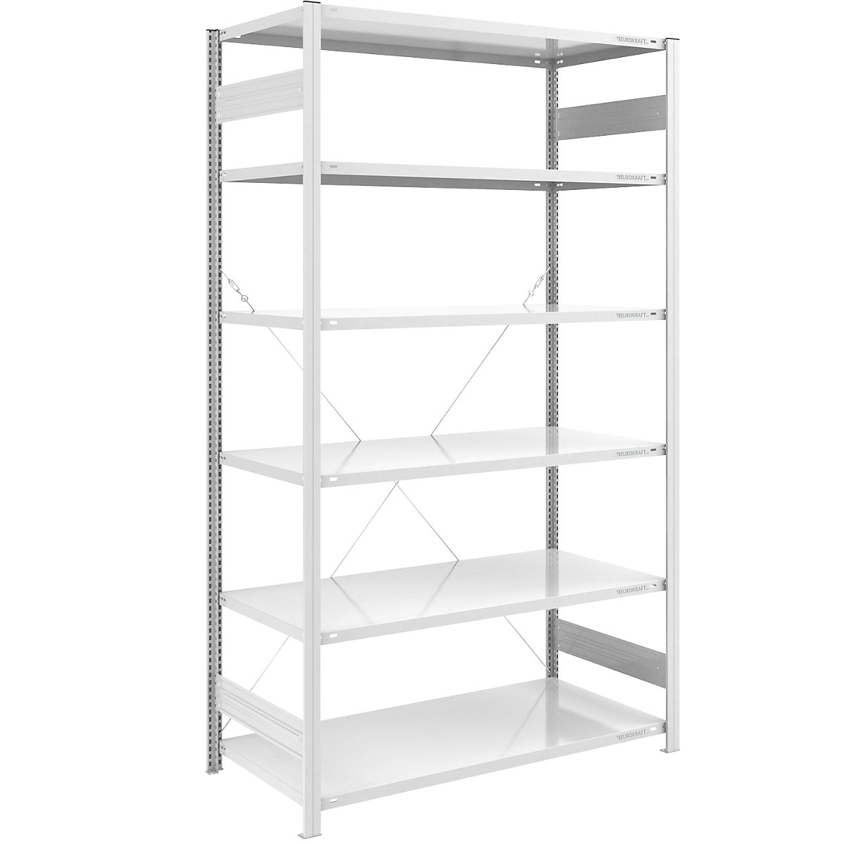 Sestavljiv regal, lahka zasnova – eurokraft pro, enostranska izvedba, VxŠxG 2500 x 1300 x 800 mm, sive barve, osnovni regal-302