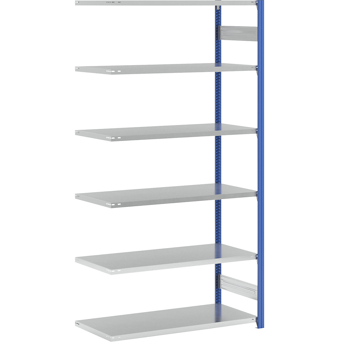 Sestavljiv regal, lahka zasnova – eurokraft pro, enostranska izvedba, VxŠxG 2500 x 1300 x 600 mm, modre barve/sive barve, priključni regal-201