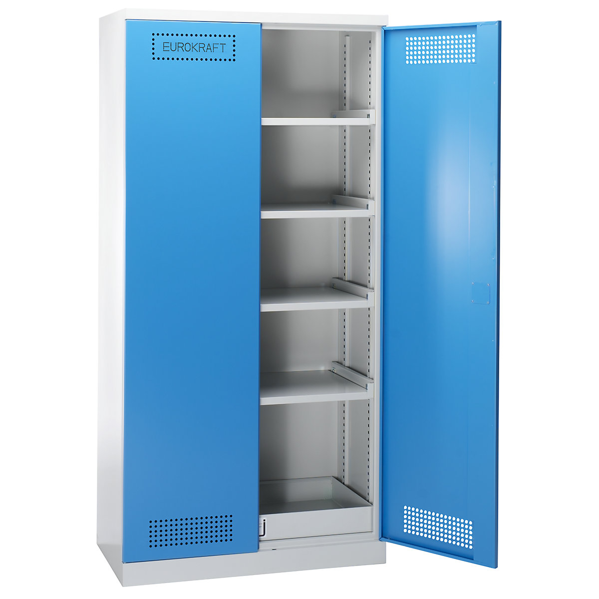 Omara za okolju prijazno skladiščenje – eurokraft pro, talna prestrezna kadica, 4 lakirane police, VxŠxG 1950 x 950 x 500 mm-0