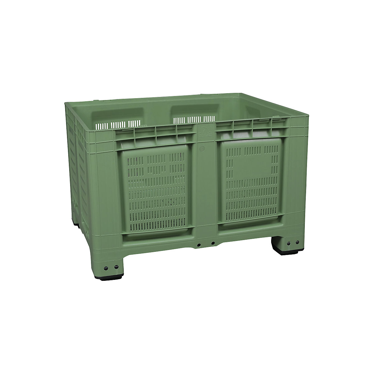 Paletový kontajner, z HDPE, d x š x v 1200 x 1000 x 790 mm, 4 nohy, so štrbinou, zelená-0