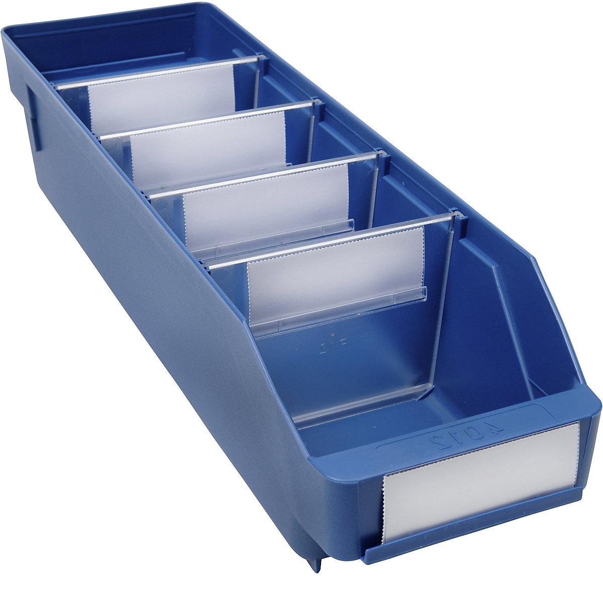 Skrzynka regałowa z wysokiej jakości, odpornego polipropylenu – STEMO, niebieska, dł. x szer. x wys. 400 x 118 x 95 mm, opak. 30 szt.-0