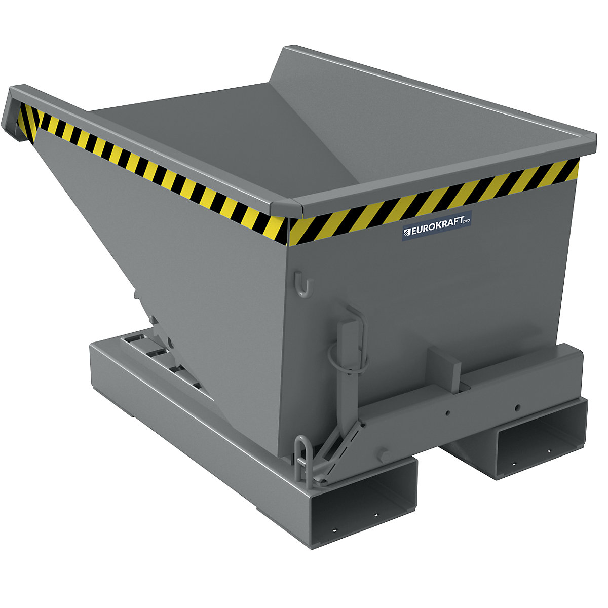 Pojemnik przechylany z mechanizmem tocznym – eurokraft pro, poj. 0,15 m³, dł. x szer. x wys. 960 x 640 x 550 mm, szary-0
