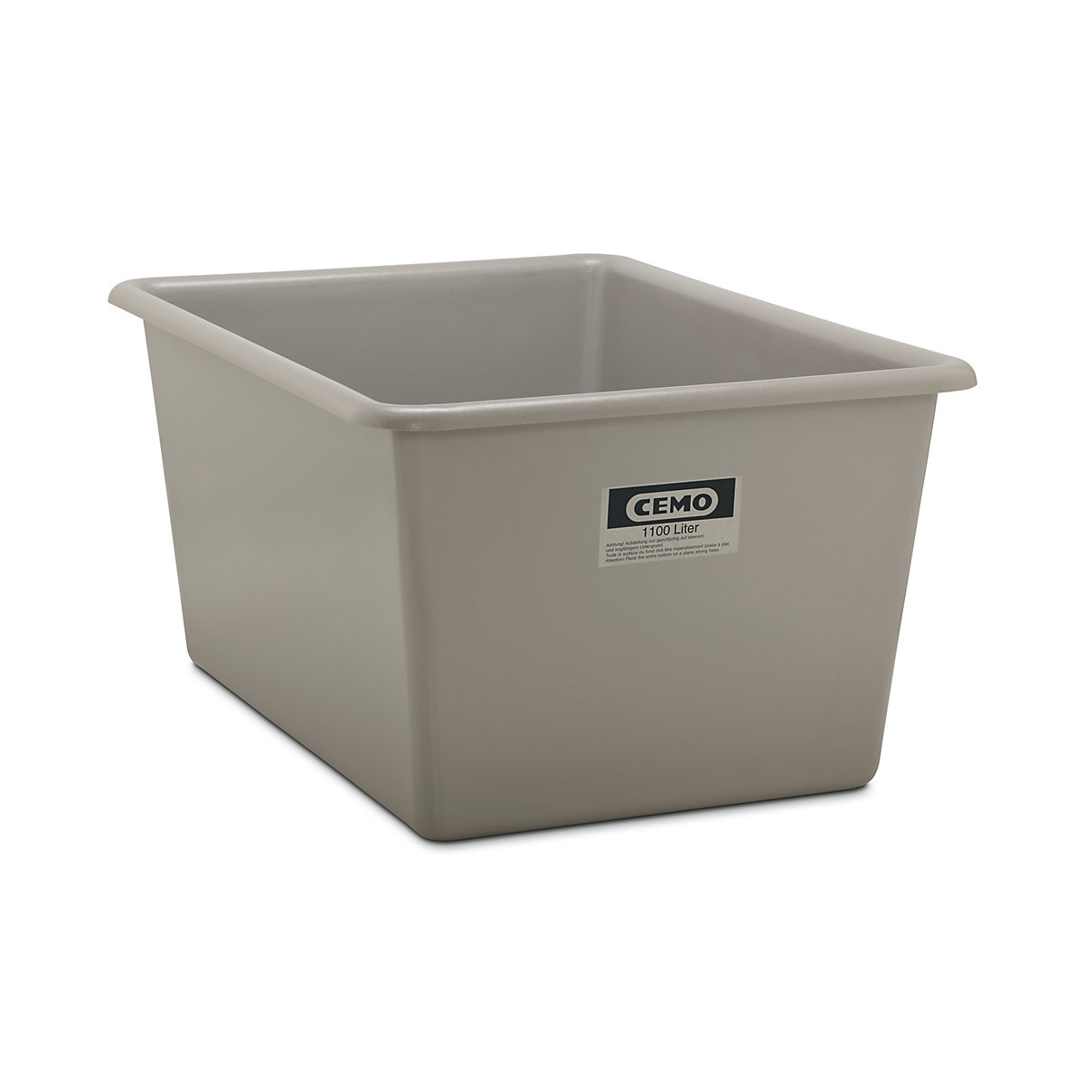 Duży pojemnik z tworzywa wzmocnionego włóknem szklanym – CEMO, poj. 1100 l, dł. x szer. x wys. 1620 x 1190 x 800 mm, szary-0