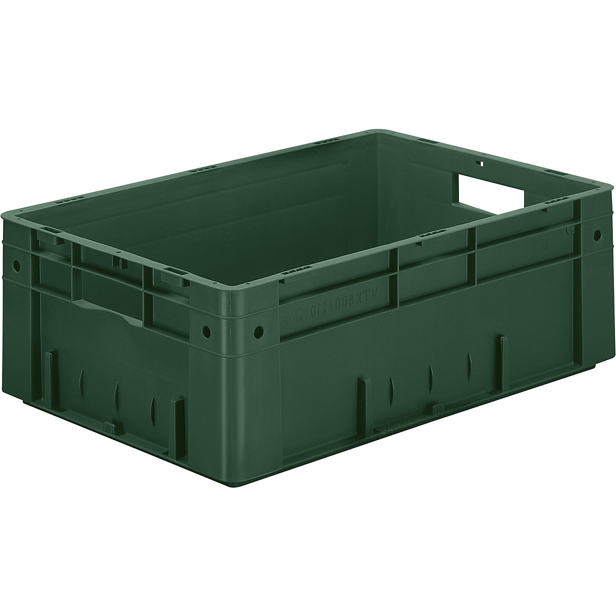 Pojemnik euro do dużych obciążeń, polipropylen, poj. 38 l, dł. x szer. x wys. 600 x 400 x 210 mm, ścianki zamknięte, dno zamknięte, zielone, opak. 2 szt.-0