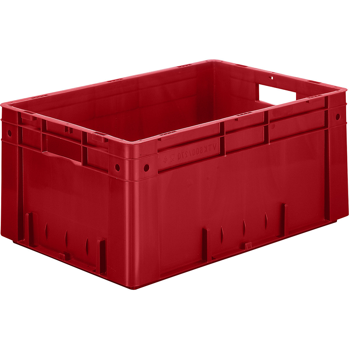 Pojemnik euro do dużych obciążeń, polipropylen, poj. 50 l, dł. x szer. x wys. 600 x 400 x 270 mm, ścianki zamknięte, dno zamknięte, czerwone, opak. 2 szt.-0
