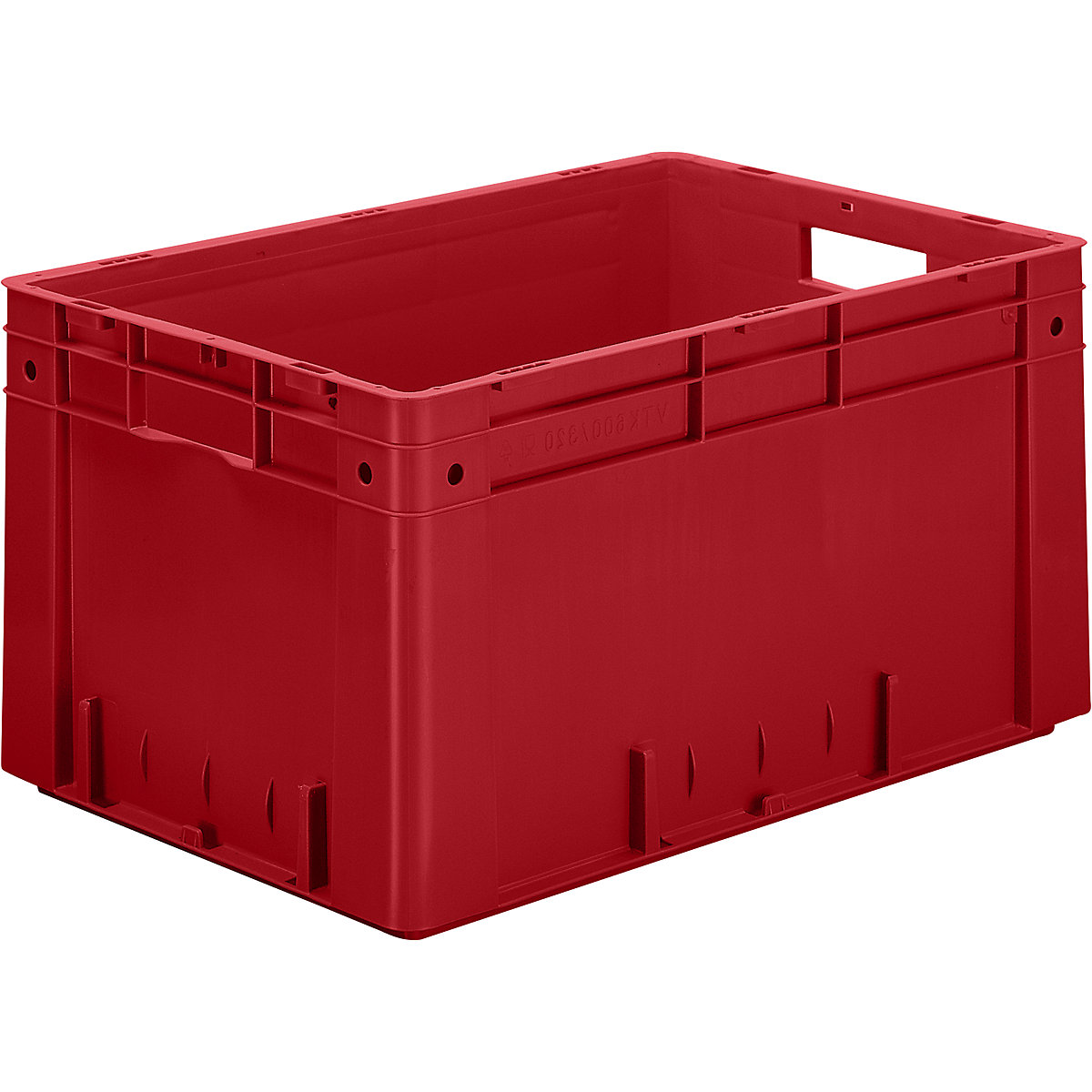 Pojemnik euro do dużych obciążeń, polipropylen, poj. 60 l, dł. x szer. x wys. 600 x 400 x 320 mm, ścianki zamknięte, dno zamknięte, czerwone, opak. 2 szt.-0