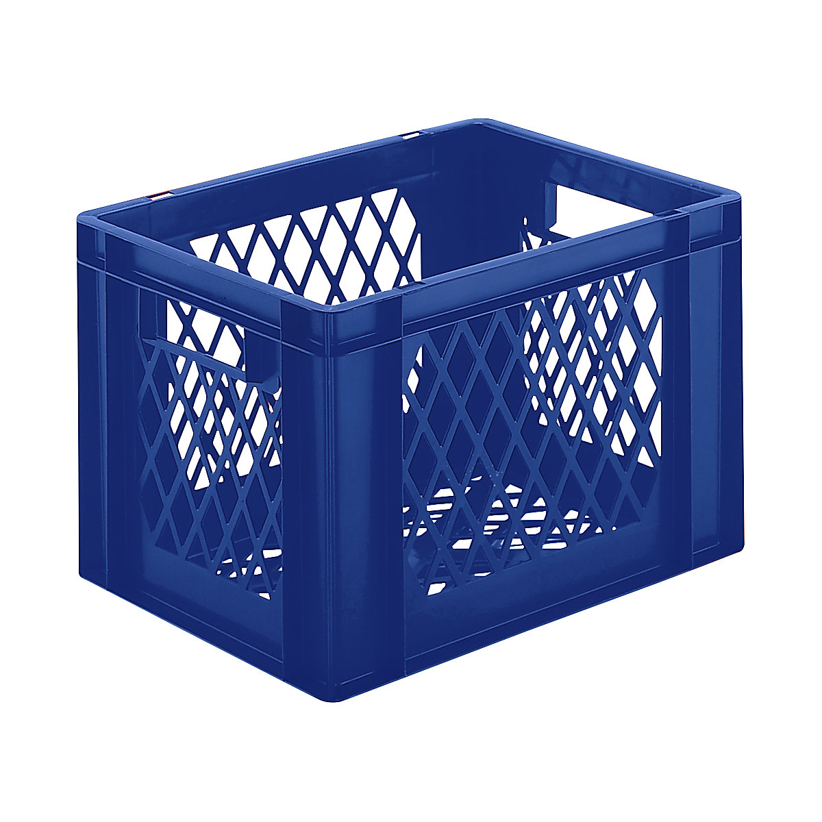 Pojemnik ustawiany w stos w formacie euro, ścianki i dno perforowane, dł. x szer. x wys. 400 x 300 x 266 mm, niebieski, opak. 5 szt.-0