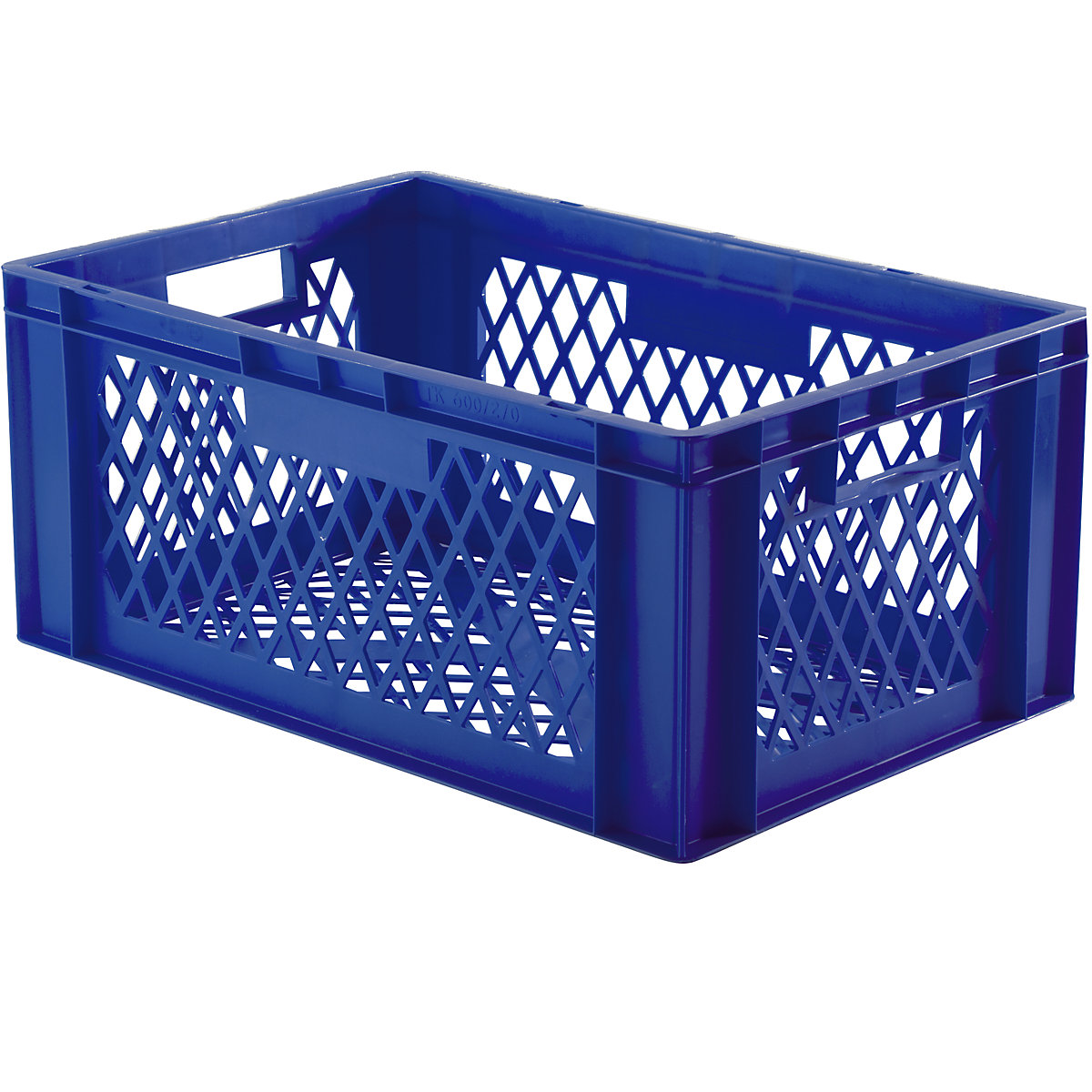 Pojemnik ustawiany w stos w formacie euro, ścianki i dno perforowane, dł. x szer. x wys. 600 x 400 x 270 mm, niebieski, opak. 5 szt.-0