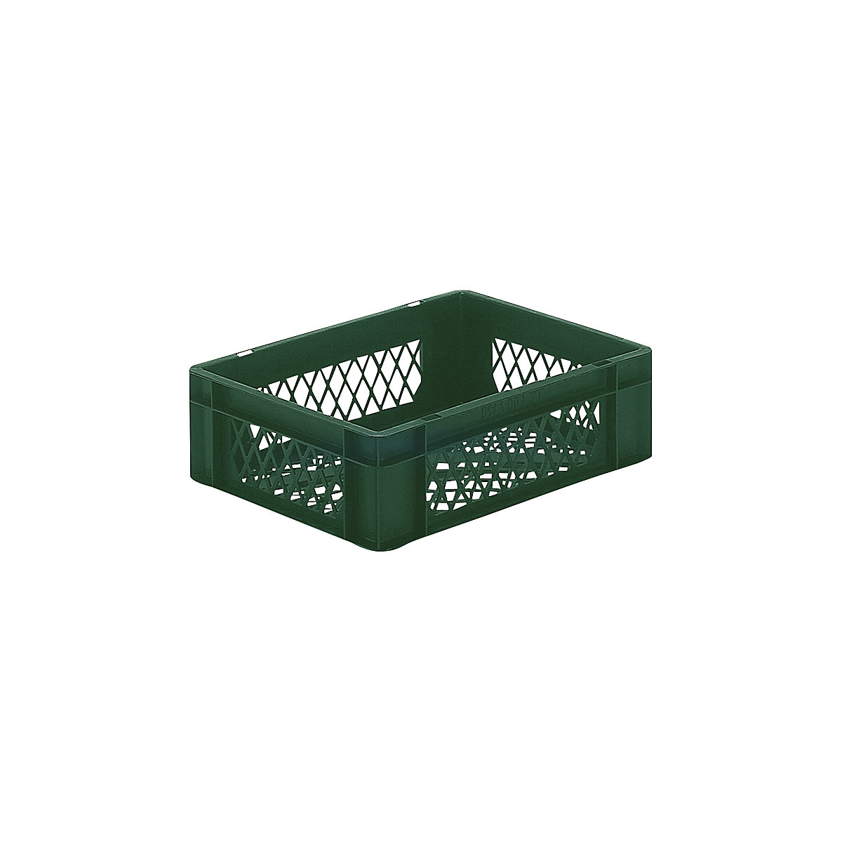 Pojemnik ustawiany w stos w formacie euro, ścianki i dno perforowane, dł. x szer. x wys. 400 x 300 x 120 mm, zielony, opak. 5 szt.-0