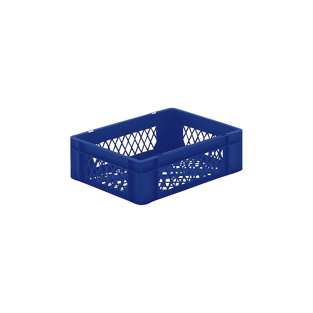 Pojemnik ustawiany w stos w formacie euro, ścianki i dno perforowane, dł. x szer. x wys. 400 x 300 x 120 mm, niebieski, opak. 5 szt.-0