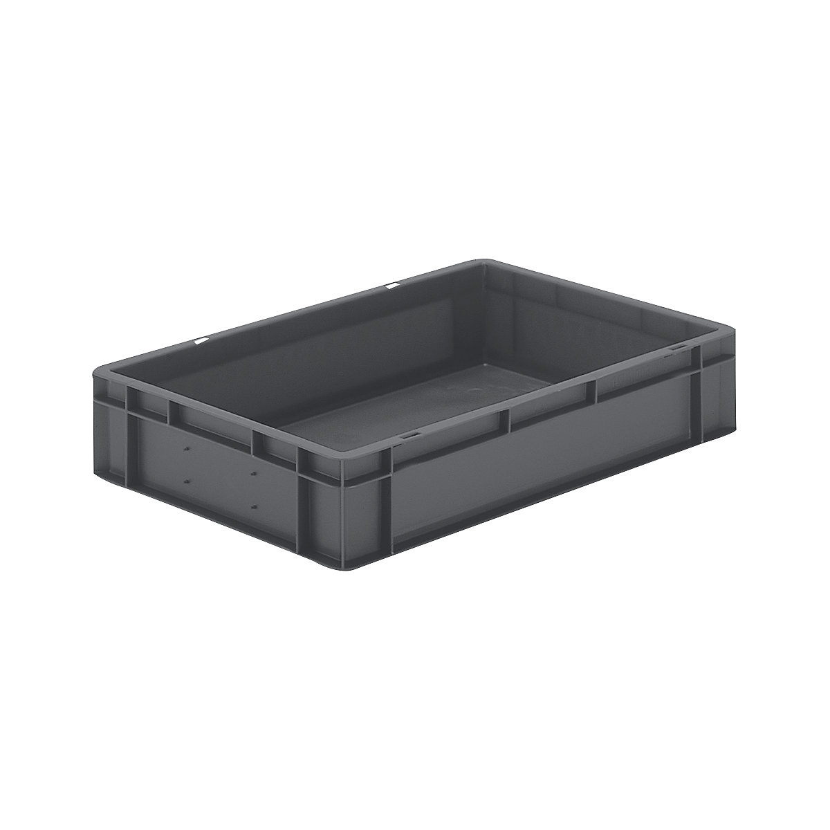 Pojemnik ustawiany w stos w formacie euro, ścianki i dno zamknięte, dł. x szer. x wys. 600 x 400 x 120 mm, szary, opak. 5 szt.-0