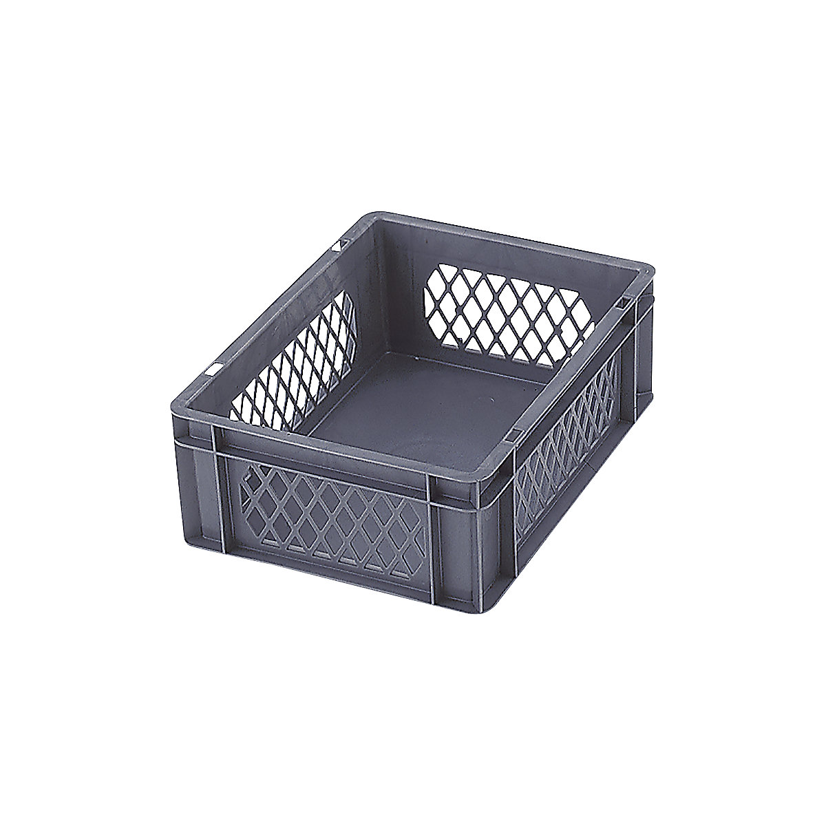 Pojemnik ustawiany w stos w formacie euro, ścianki perforowane, dno zamknięte, dł. x szer. x wys. 400 x 300 x 145 mm, szary, opak. 5 szt.-0