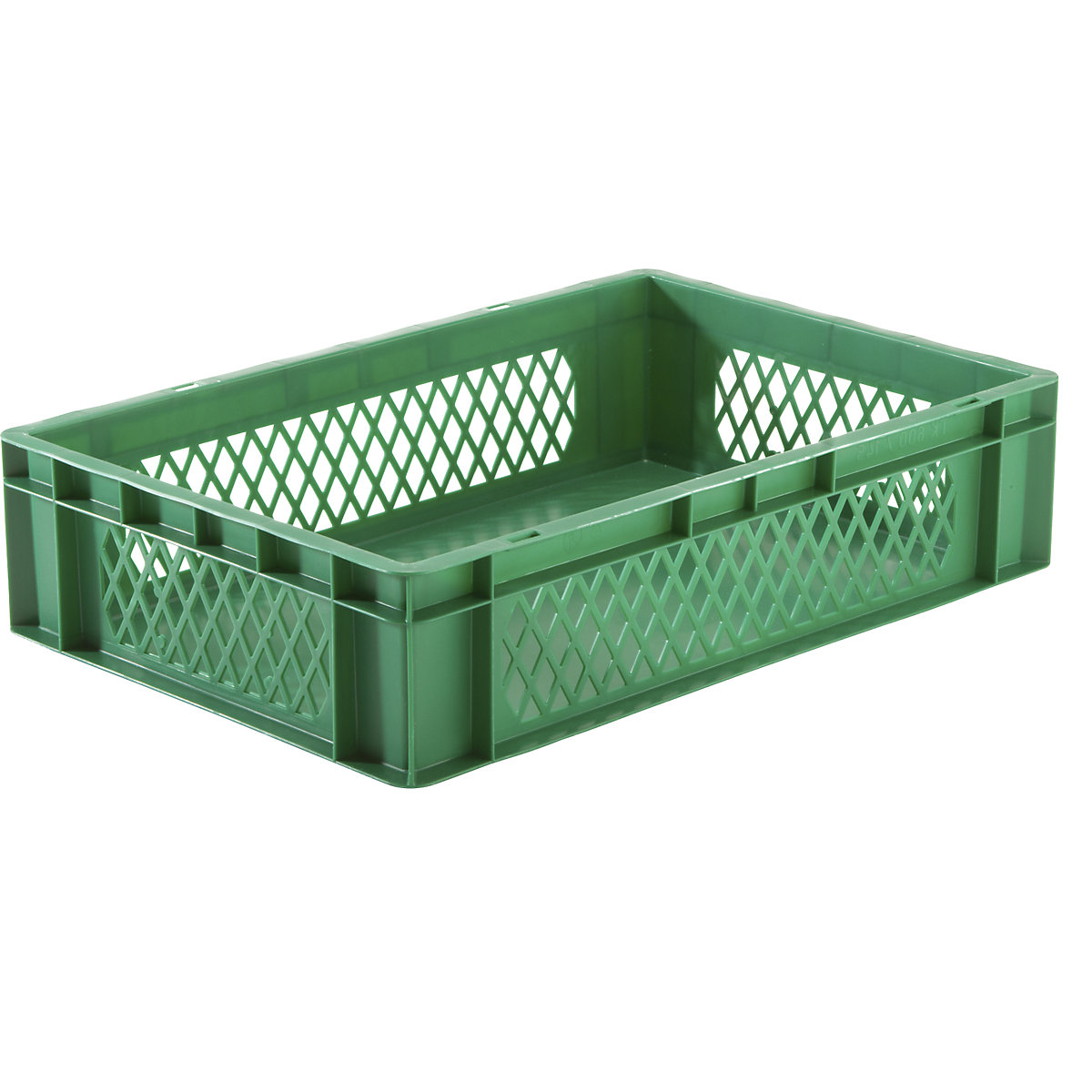 Pojemnik ustawiany w stos w formacie euro, ścianki perforowane, dno zamknięte, dł. x szer. x wys. 600 x 400 x 145 mm, zielony, opak. 5 szt.-0