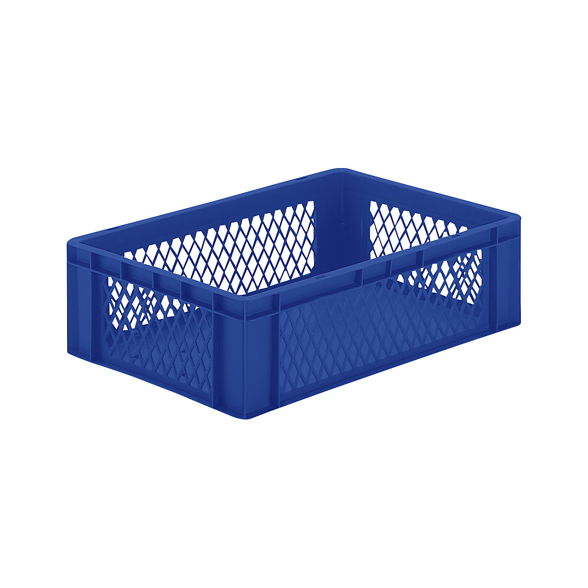 Pojemnik ustawiany w stos w formacie euro, ścianki perforowane, dno zamknięte, dł. x szer. x wys. 600 x 400 x 175 mm, niebieski, opak. 5 szt.-0