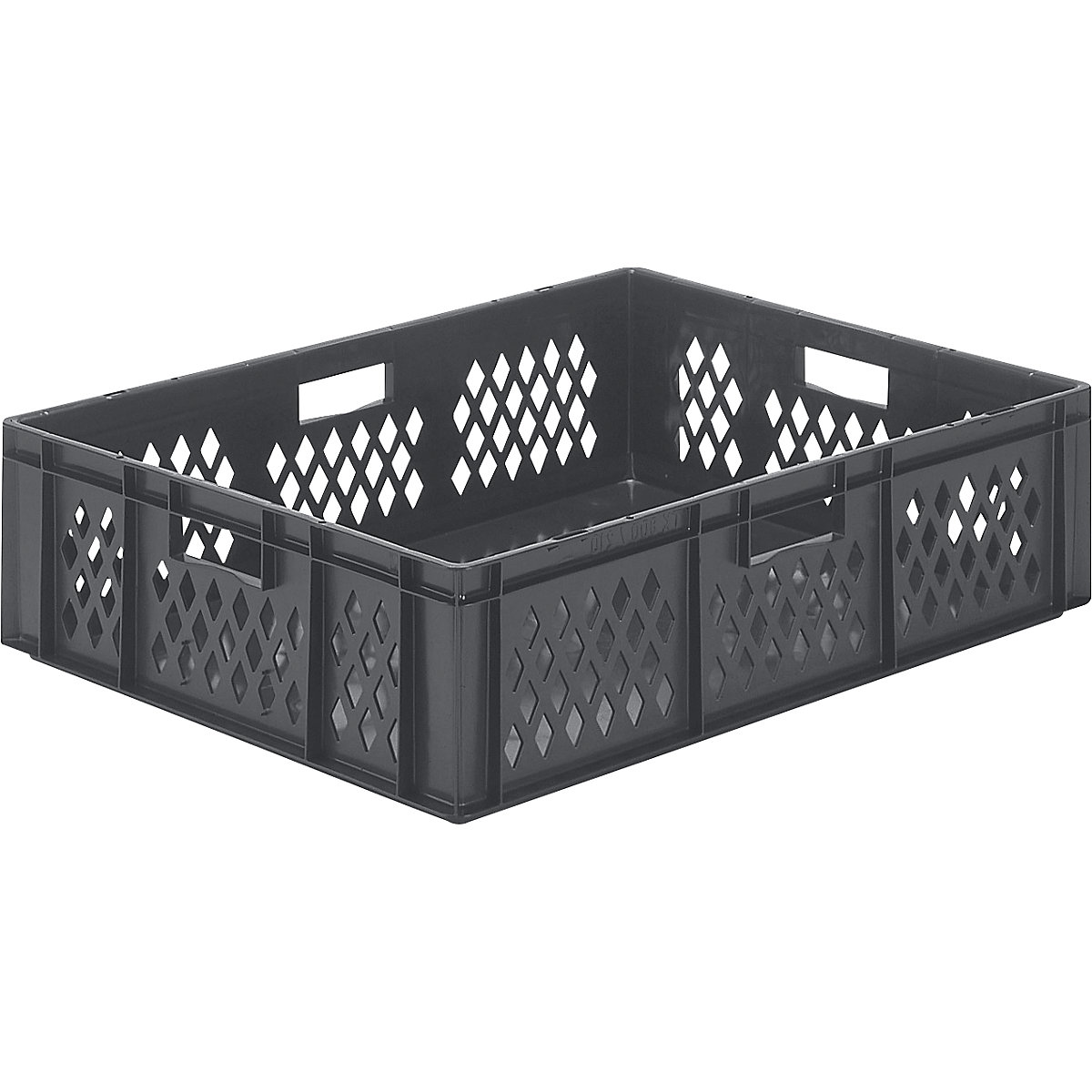 Pojemnik ustawiany w stos w formacie euro, ścianki perforowane, dno zamknięte, dł. x szer. x wys. 800 x 600 x 210 mm, szary, opak. 2 szt.-0