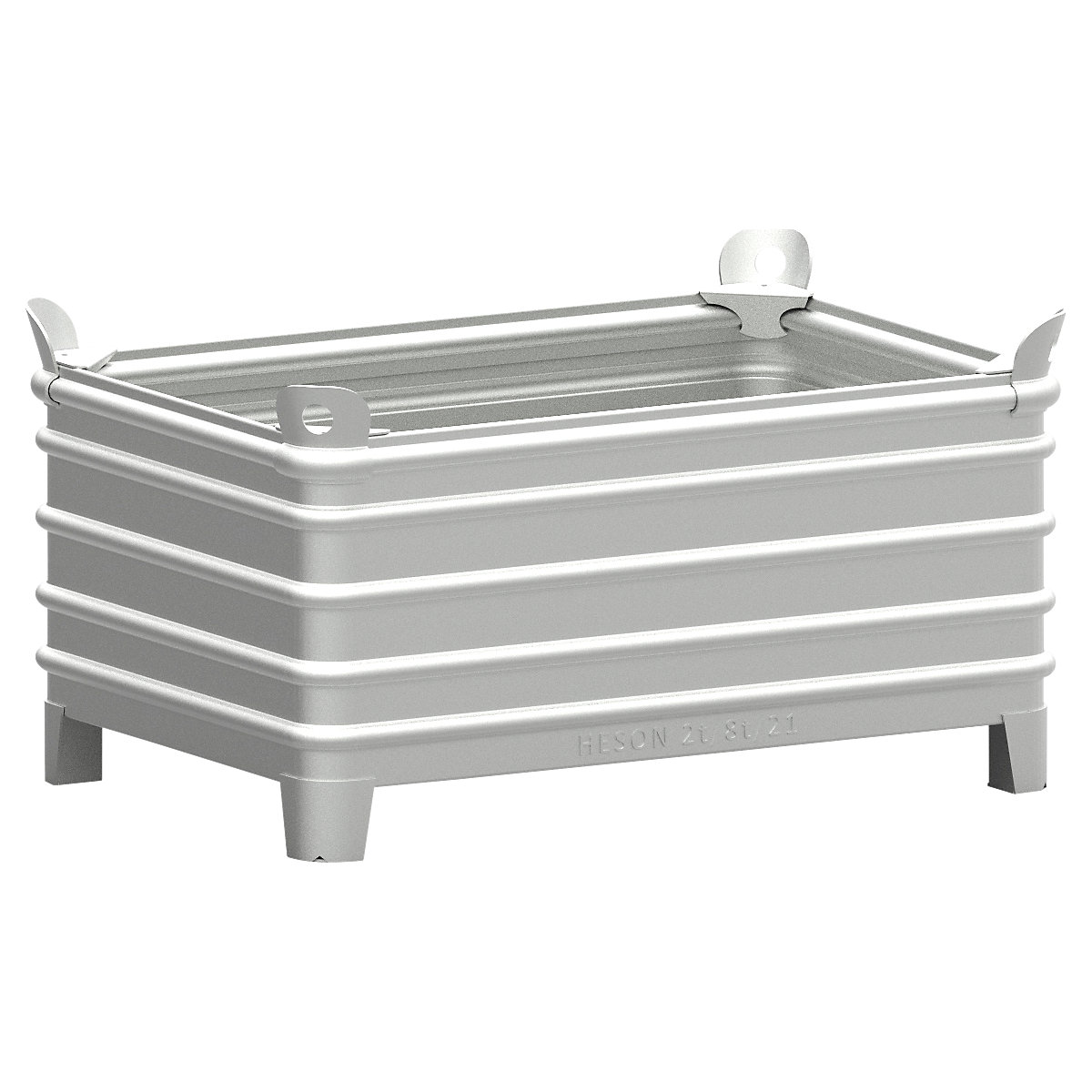 Pojemnik do ustawiania w stos, do dużych obciążeń – Heson, szer. x dł. 800 x 1200 mm, z kieszeniami narożnymi, ocynkowanie ogniowe, od 1 szt.-0
