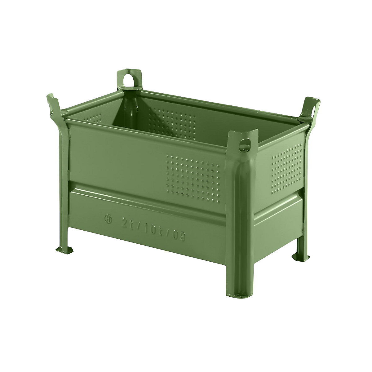 Pojemnik do ustawiania w stos z pełnymi ściankami – Heson, szer. x dł. 500 x 800 mm, nośność 2000 kg, zielony, od 1 szt.-0