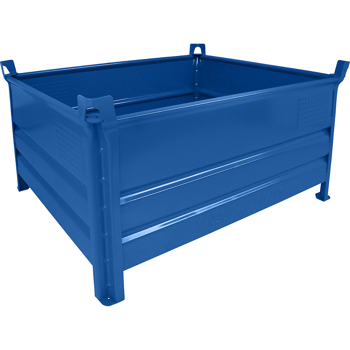 Pojemnik do ustawiania w stos z pełnymi ściankami – Heson, szer. x dł. 1000 x 1200 mm, nośność 2000 kg, niebieski, od 1 szt.-0