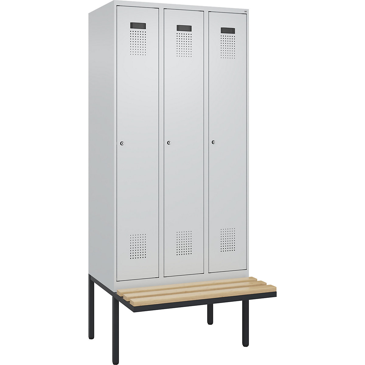 Schwarz-Weiß-Spind Evolo PLUS Sitzbank, schmal (Produktabbildung 2)-1