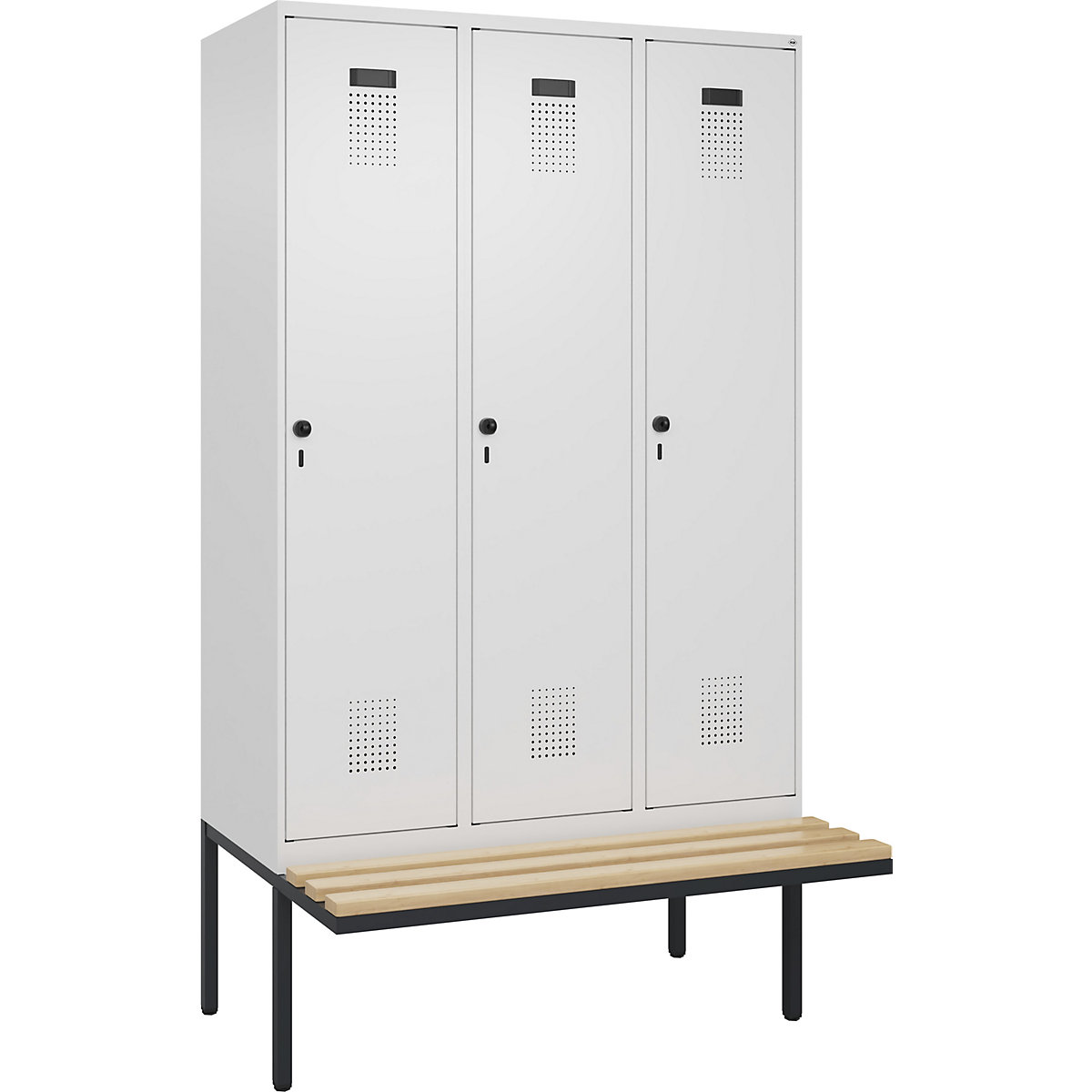 Schwarz-Weiß-Spind Evolo PLUS Sitzbank, schmal (Produktabbildung 2)-1