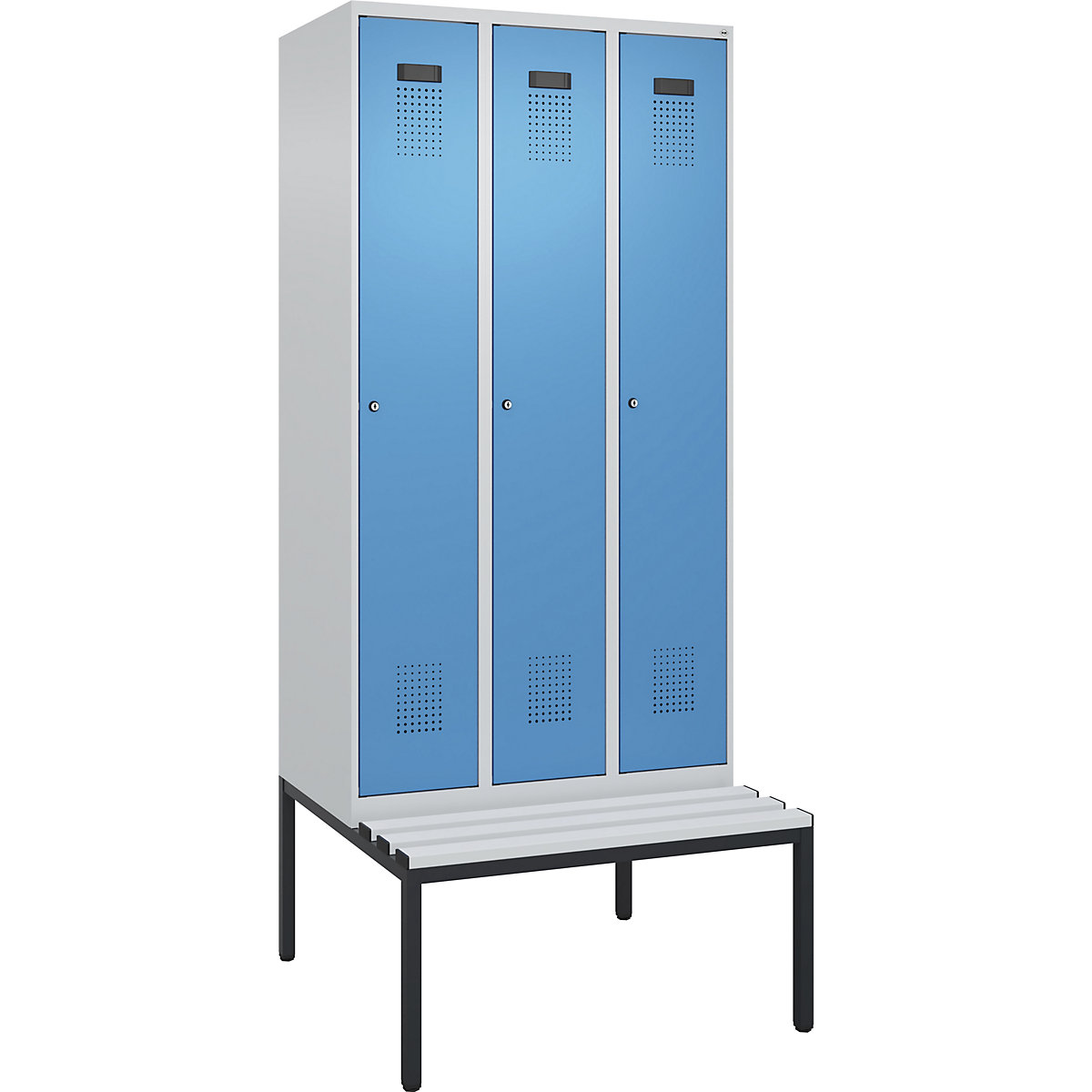 Schwarz-Weiß-Spind Evolo PLUS Sitzbank, schmal (Produktabbildung 2)-1