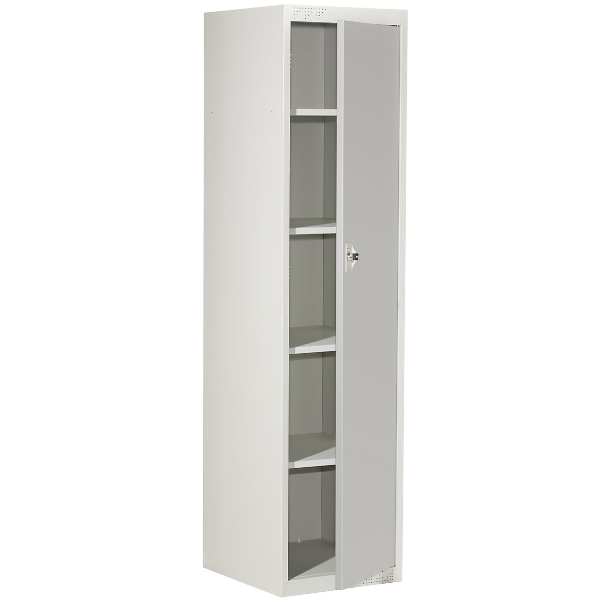 EUROKRAFTbasic Garderobenschrank-System mit Grund- und Anbauelementen, HxBxT 1800 x 450 x 500 mm, 4 Fachböden, lichtgrau, Grundelement